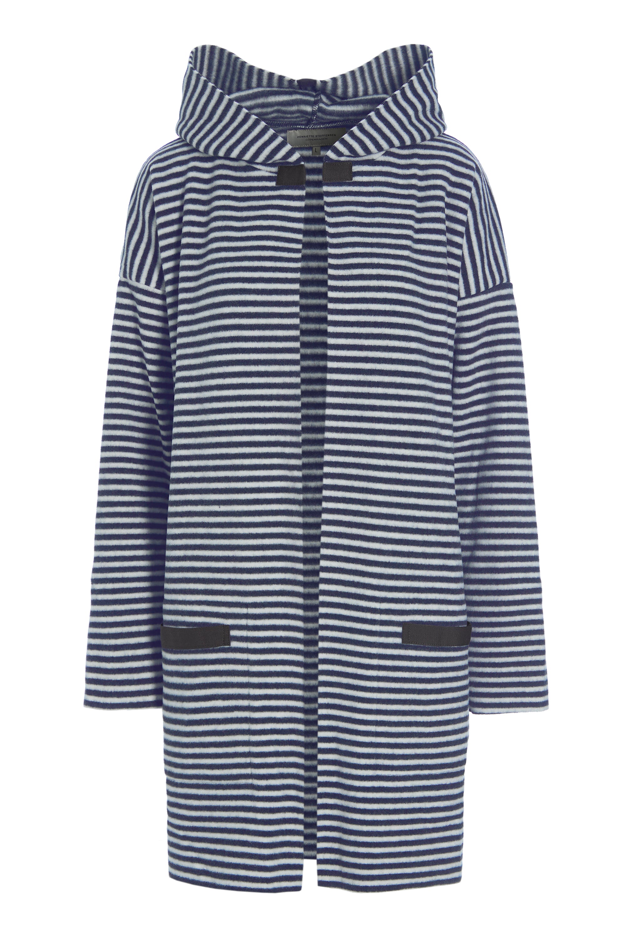 HENRIETTE STEFFENSEN COPENHAGEN CARDIGAN MED HÆTTE - 7118 CARDIGANS STRIPES DENIM & KIT 667