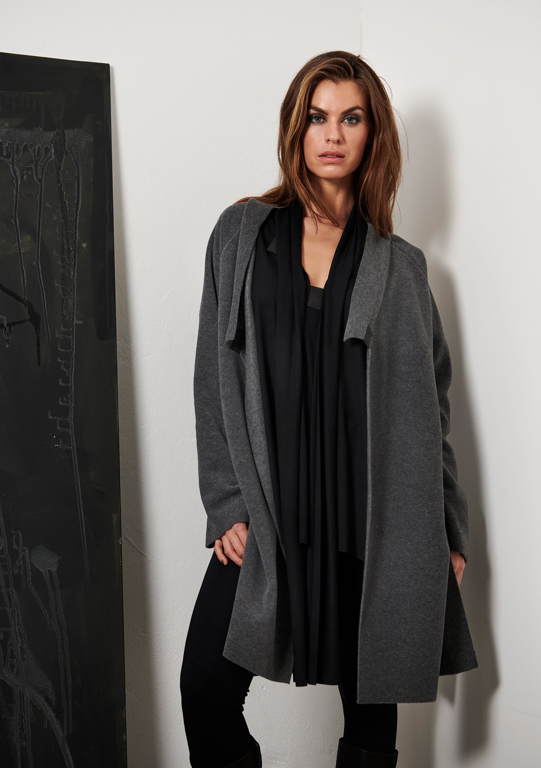 HENRIETTE STEFFENSEN COPENHAGEN CARDIGAN MED LANGE SLIDSER - 7117 CARDIGANS GREY 905