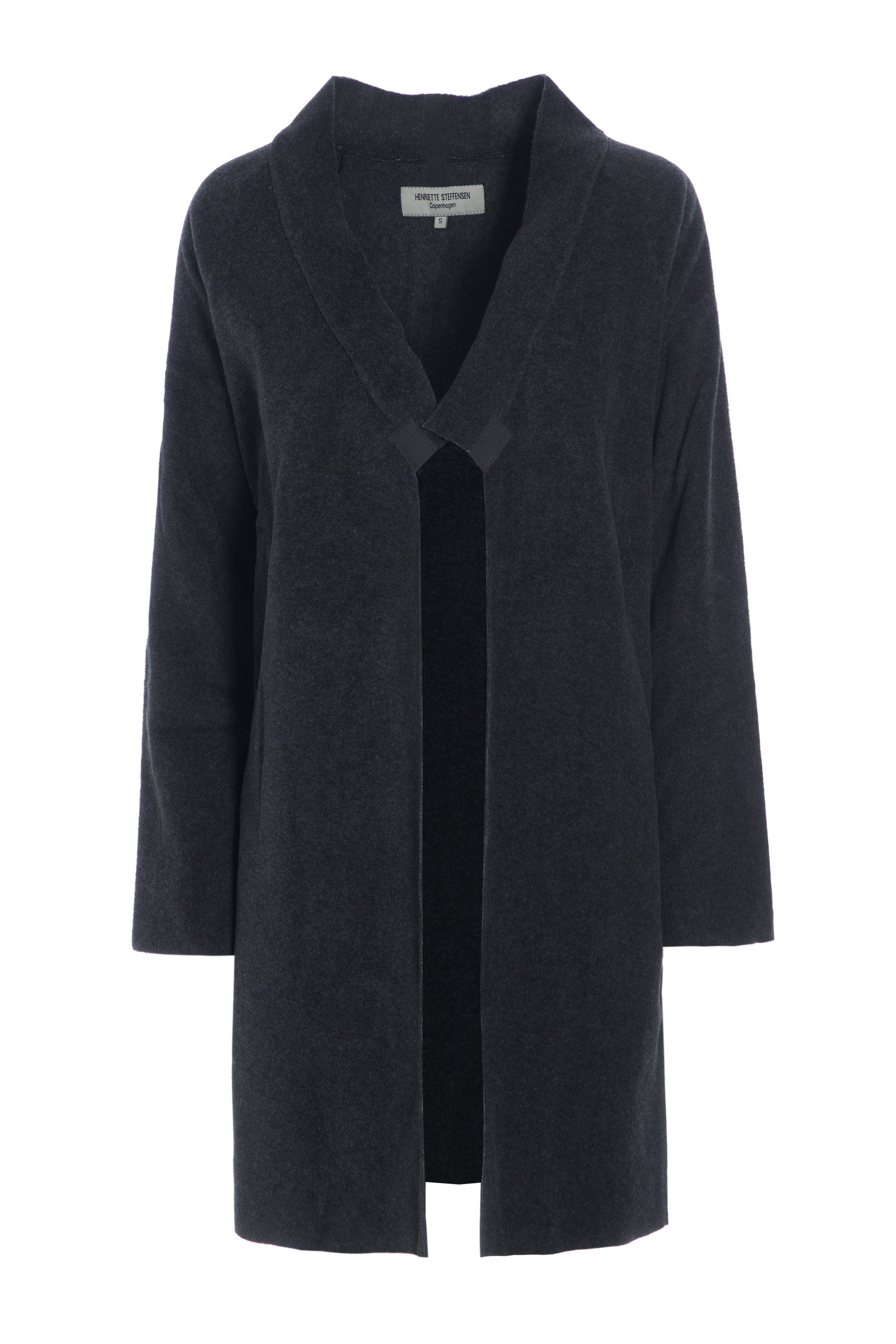 HENRIETTE STEFFENSEN COPENHAGEN CARDIGAN MED LANGE SLIDSER - 7117 CARDIGANS SOFT BLACK 914