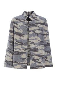 Cardigan i print med krave og lommer - 1001CP - CAMOUFLAGE