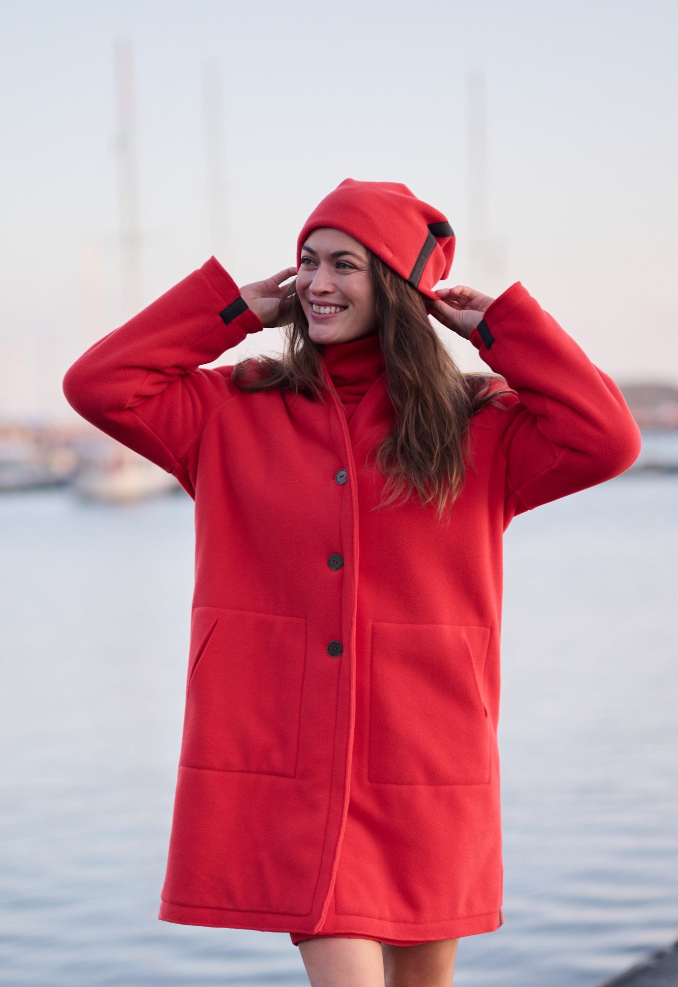 HENRIETTE STEFFENSEN COPENHAGEN DOBBELT FOLDET HAT - 5037 HATS TOMATO 845