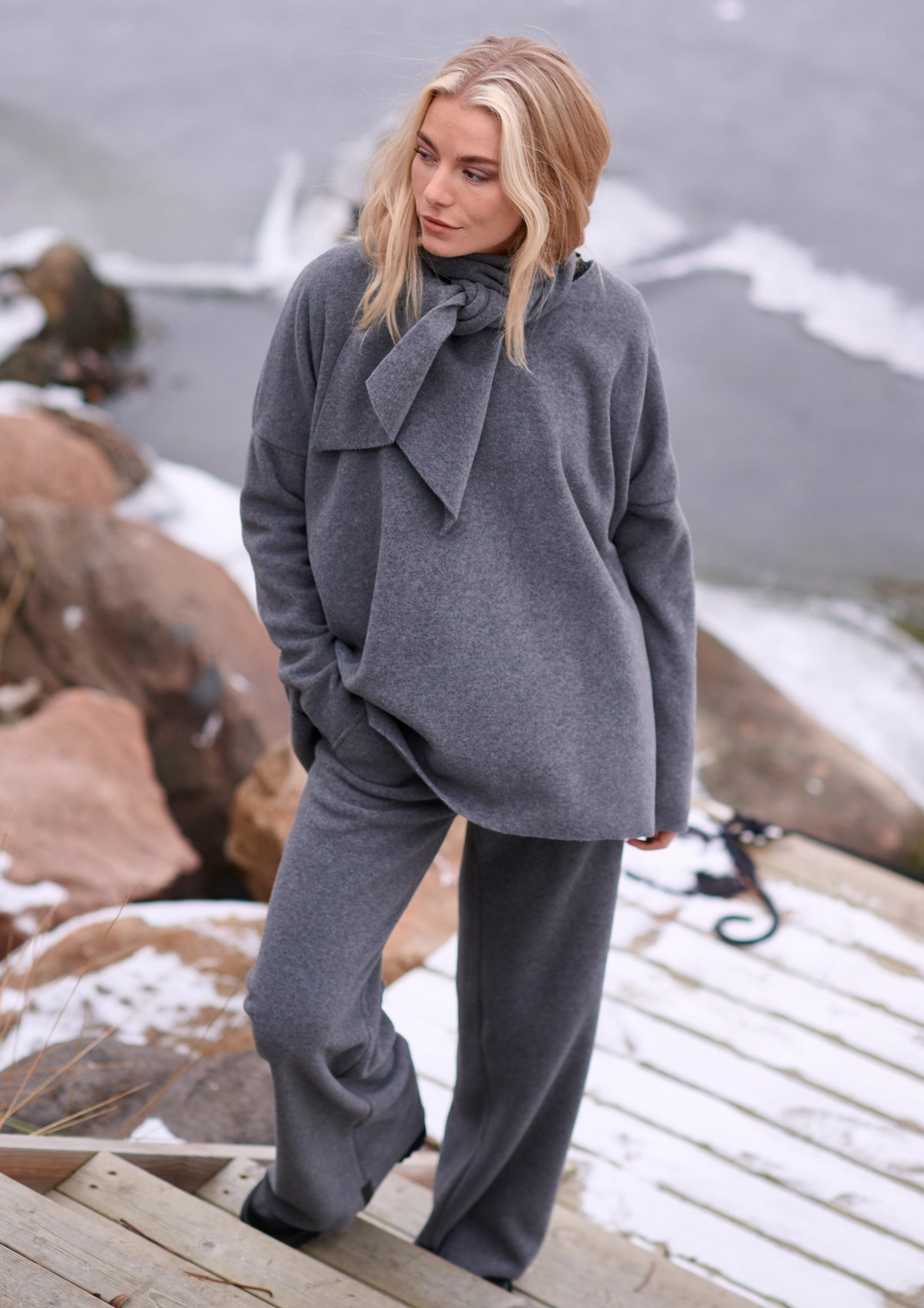 HENRIETTE STEFFENSEN COPENHAGEN FLARE BUKSER - 2116 BUKSER GREY 905
