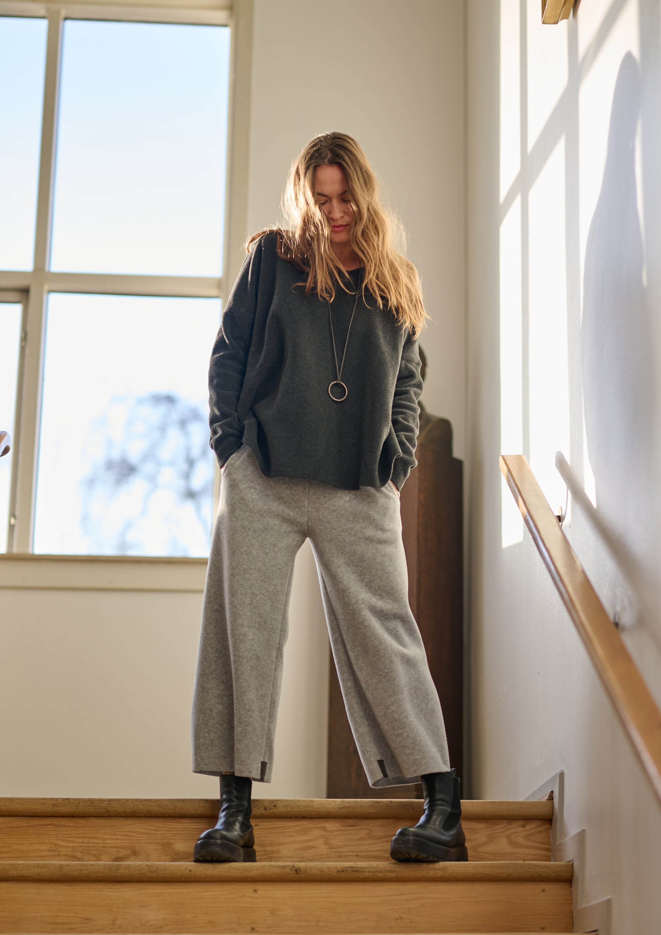 HENRIETTE STEFFENSEN COPENHAGEN FLARE BUKSER 3/4 LÆNGDE - 2115 BUKSER LIGHT GREY 876