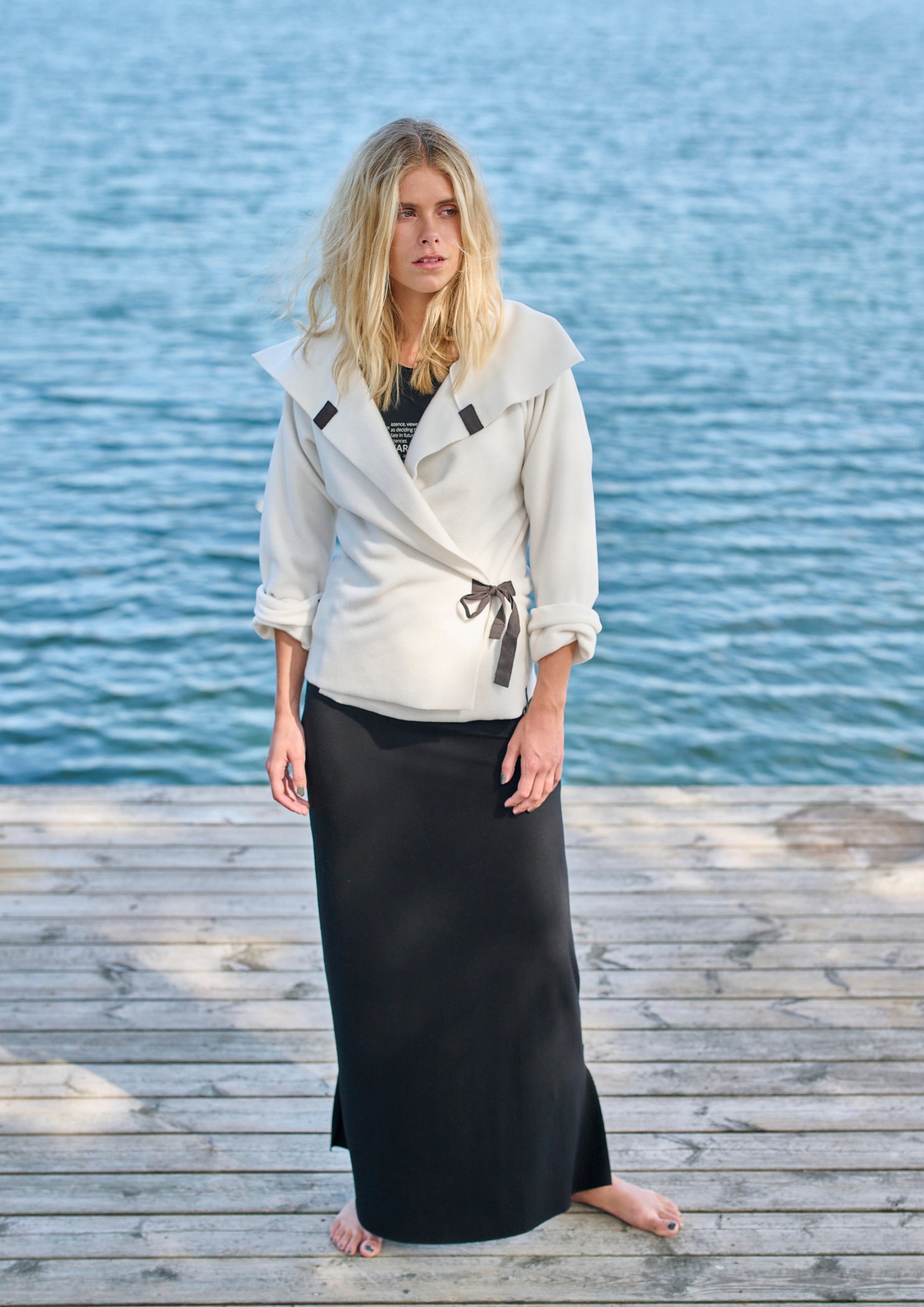 HENRIETTE STEFFENSEN COPENHAGEN FLEECE SLÅ OM CARDIGAN - 7146 CARDIGANS OFF WHITE 802