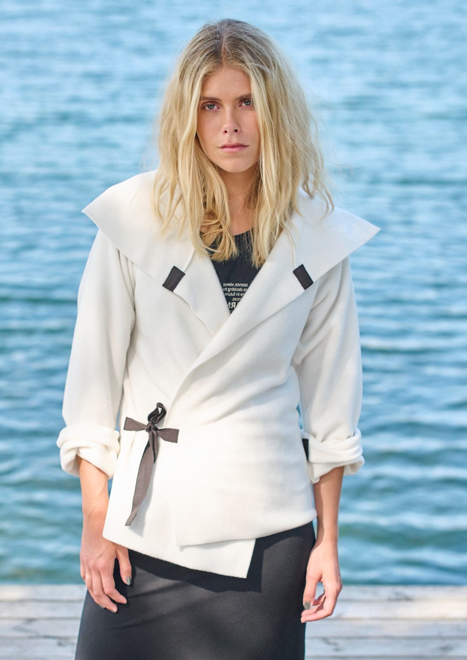 HENRIETTE STEFFENSEN COPENHAGEN FLEECE SLÅ OM CARDIGAN - 7146 CARDIGANS OFF WHITE 802
