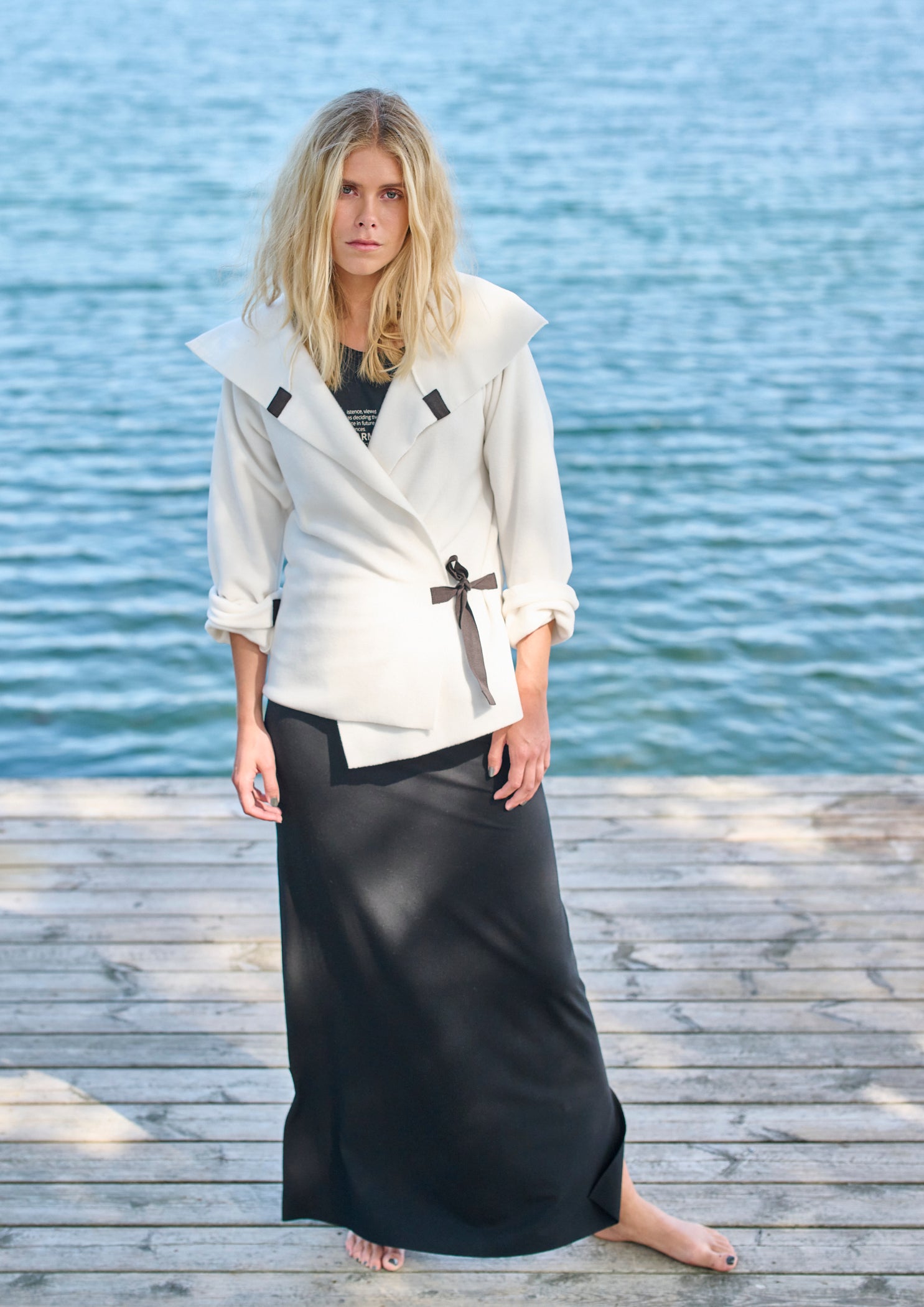 HENRIETTE STEFFENSEN COPENHAGEN FLEECE SLÅ OM CARDIGAN - 7146 CARDIGANS OFF WHITE 802