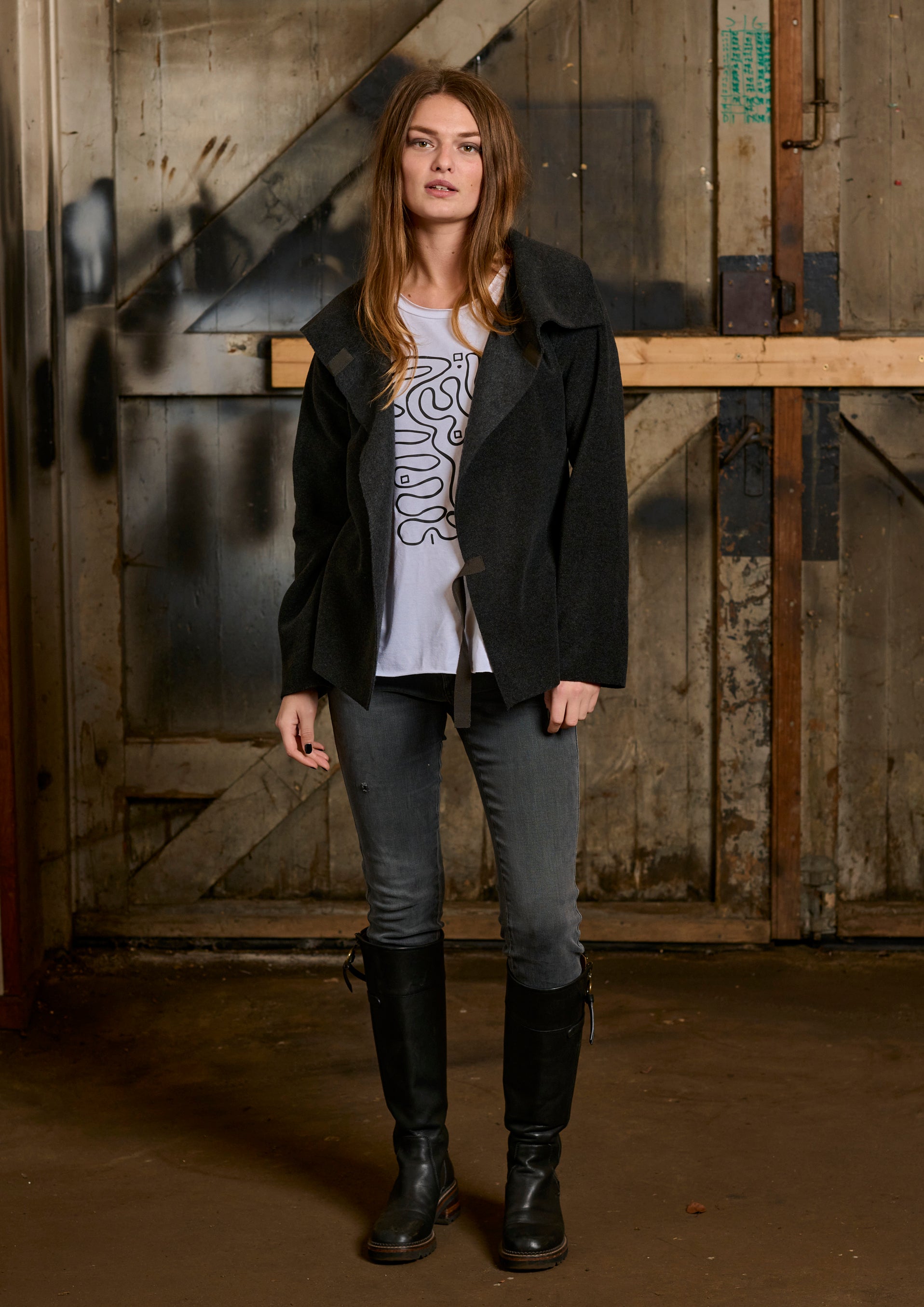 HENRIETTE STEFFENSEN COPENHAGEN FLEECE SLÅ OM CARDIGAN - 7146 CARDIGANS SOFT BLACK 914