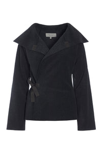FLEECE SLÅ OM CARDIGAN - 7146 - SOFT BLACK