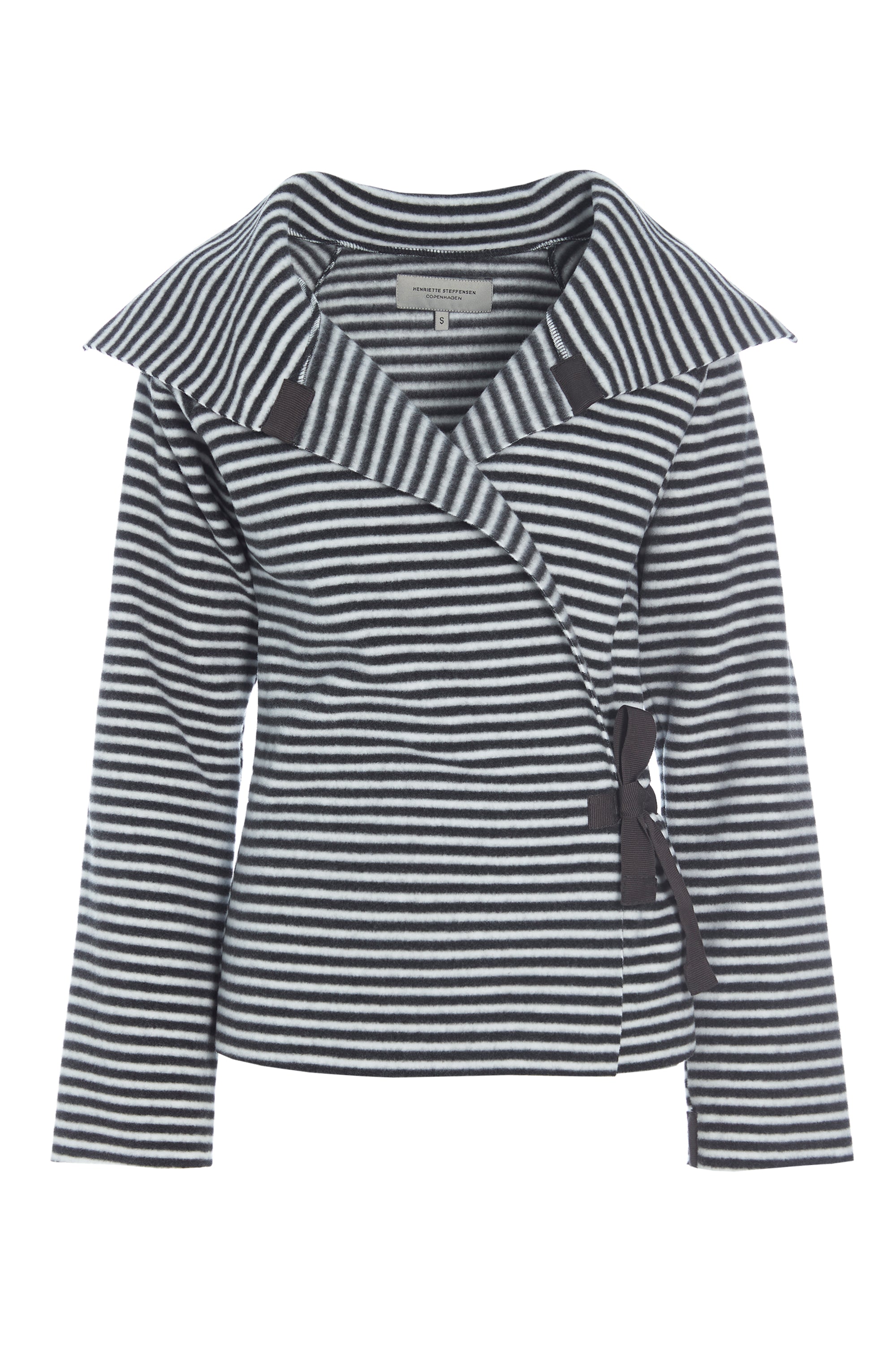 HENRIETTE STEFFENSEN COPENHAGEN FLEECE SLÅ OM CARDIGAN - 7146 CARDIGANS STRIPES B&W 673