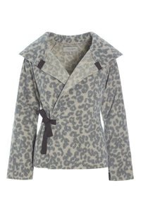FLEECE SLÅ OM CARDIGAN - 7146 - LEOPARD grey
