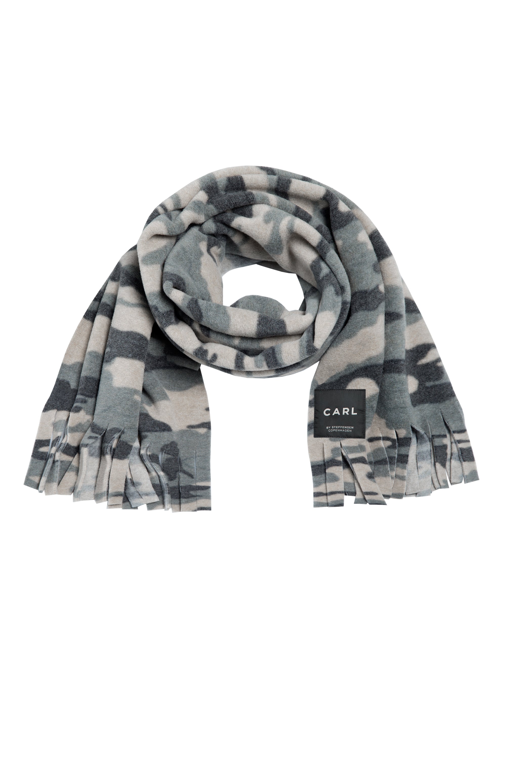 CARL BY STEFFENSEN COPENHAGEN HALSTØRKLÆDE I PRINT MED FRYNSER - 1006CP SCARFS CAMOUFLAGE 102