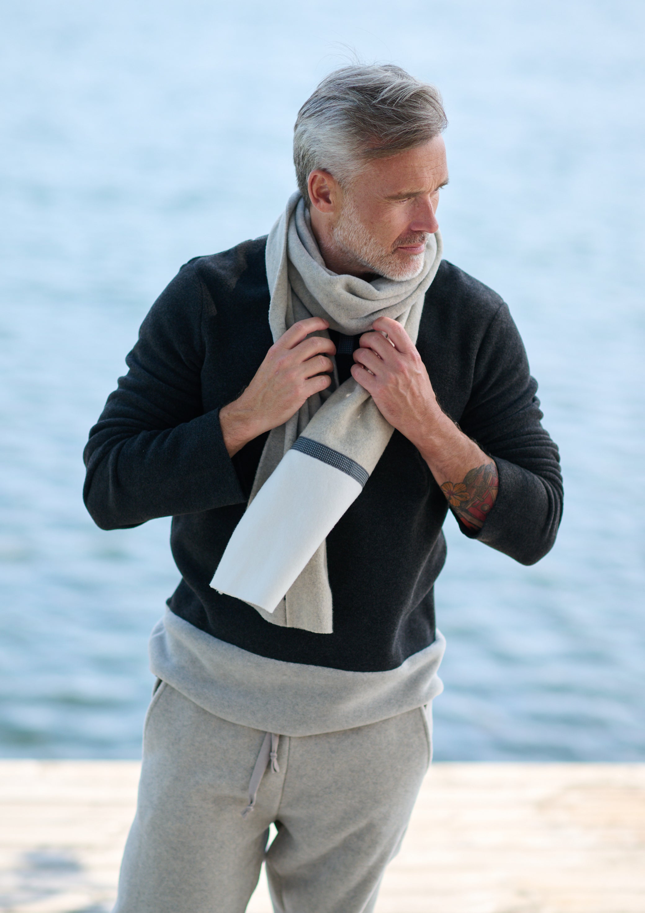 CARL BY STEFFENSEN COPENHAGEN HALSTØRKLÆDE MÆND - 1015C L & S ACCESSORIES SAND/OFF WHITE 450