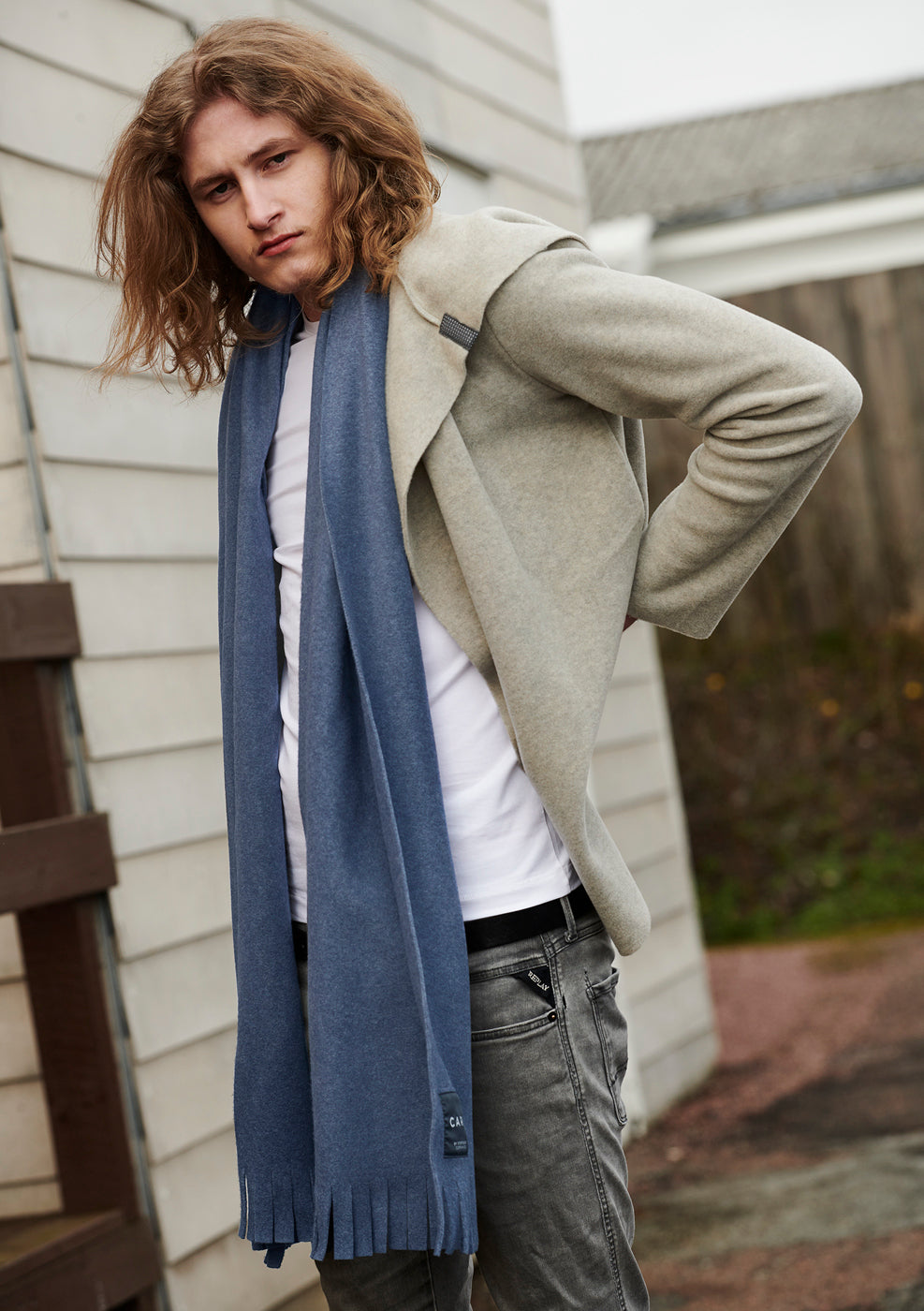 CARL BY STEFFENSEN COPENHAGEN HALSTØRKLÆDE M/ FRYNSER - 1006C SCARFS BLUE 500