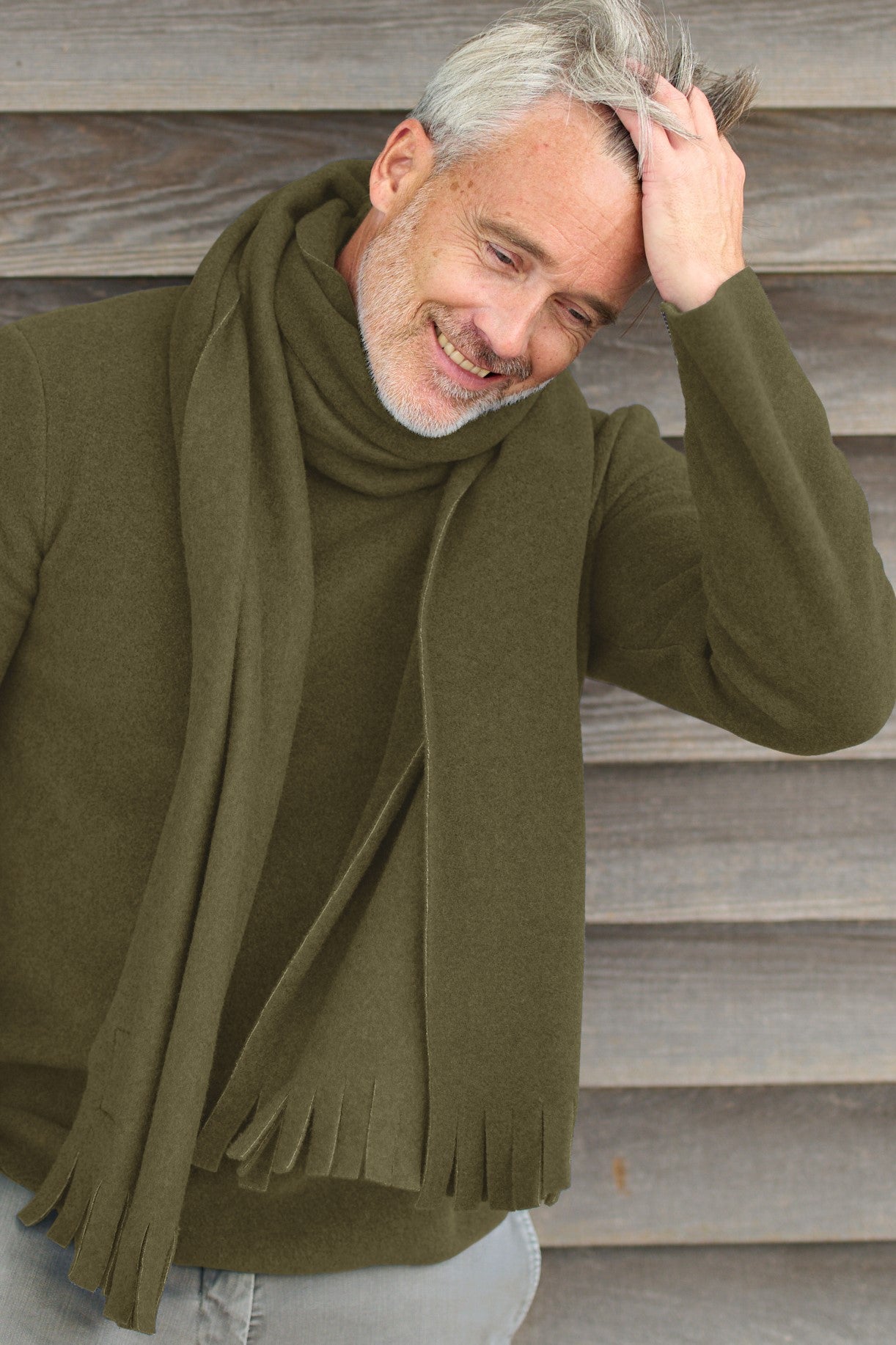 CARL BY STEFFENSEN COPENHAGEN HALSTØRKLÆDE M/ FRYNSER - 1006C SCARFS MOSS 611