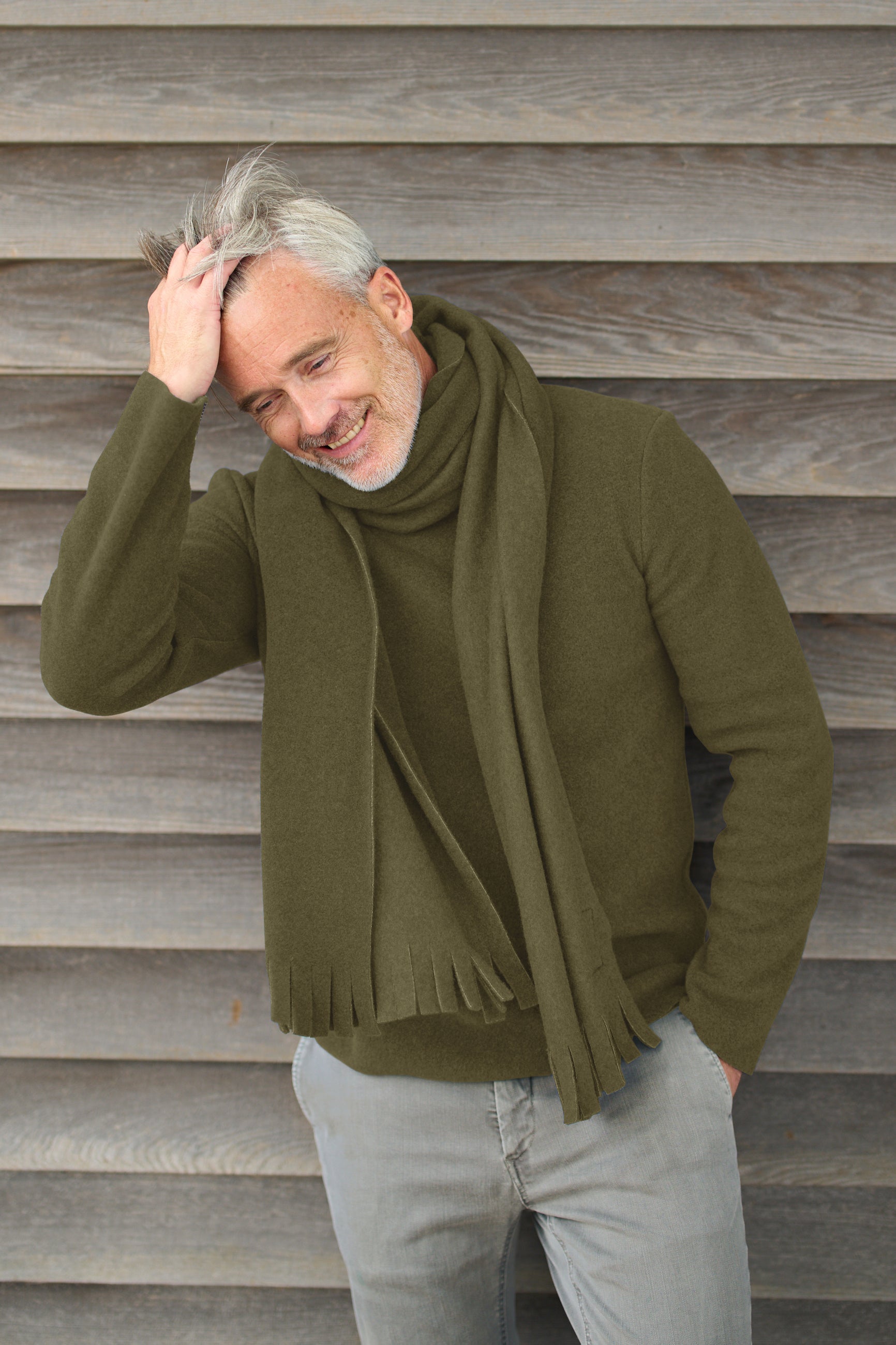 CARL BY STEFFENSEN COPENHAGEN HALSTØRKLÆDE M/ FRYNSER - 1006C SCARFS MOSS 611