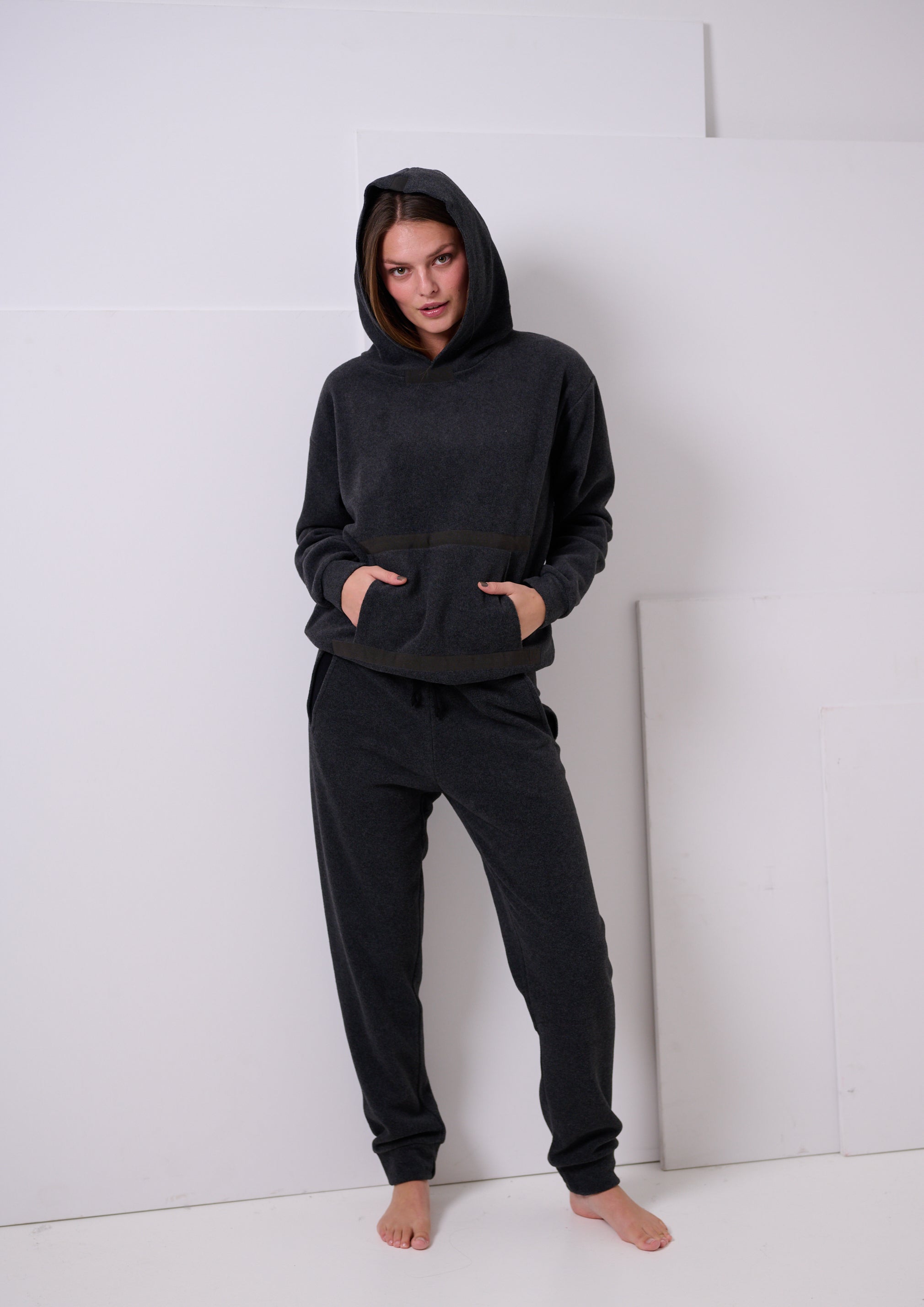 HENRIETTE STEFFENSEN COPENHAGEN HOODIE - 1344 SWEATERS fleece SOFT BLACK 914