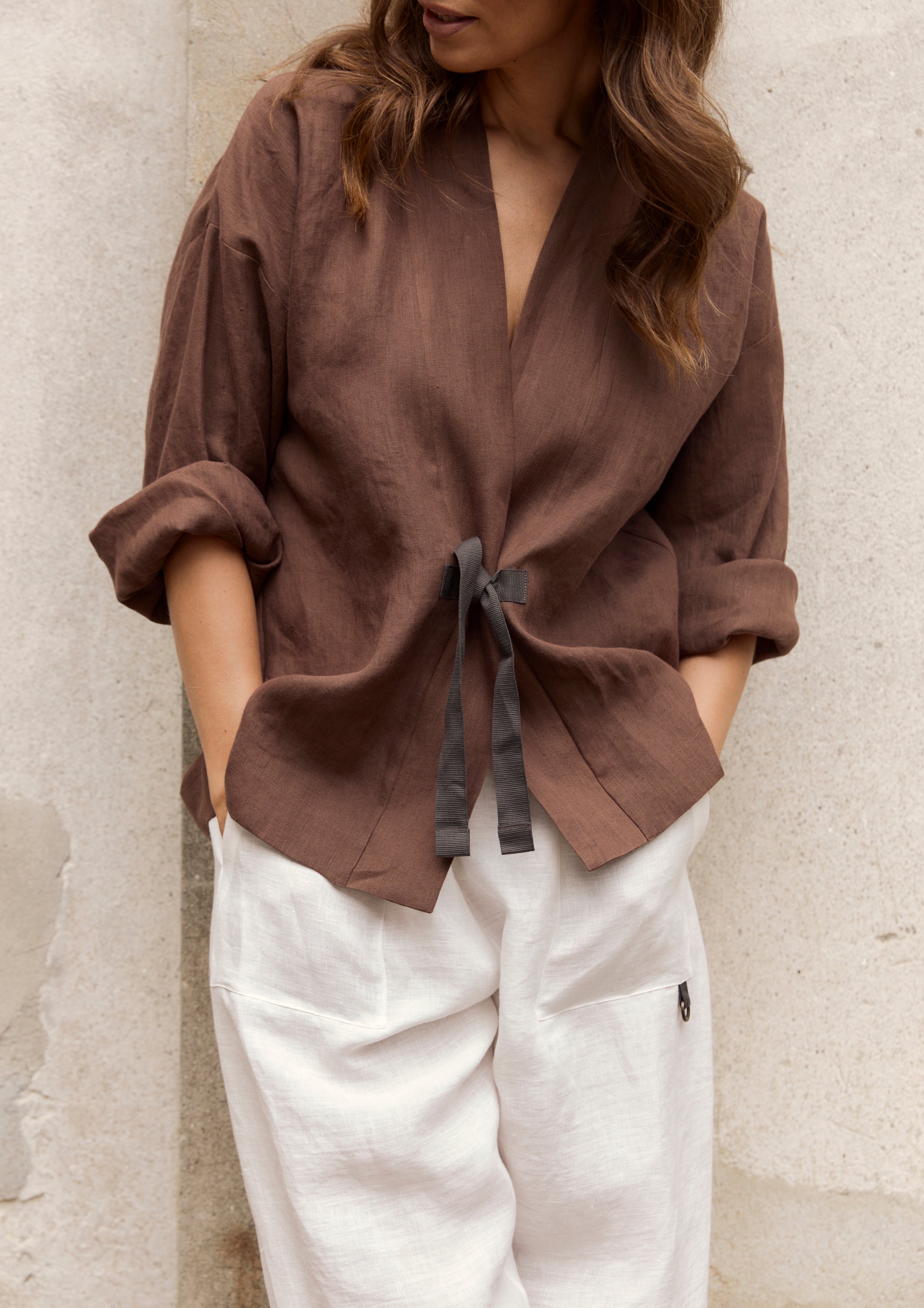 HENRIETTE STEFFENSEN COPENHAGEN KIMONO JAKKE - 87000 CARDIGANS CHOCOLATE 844