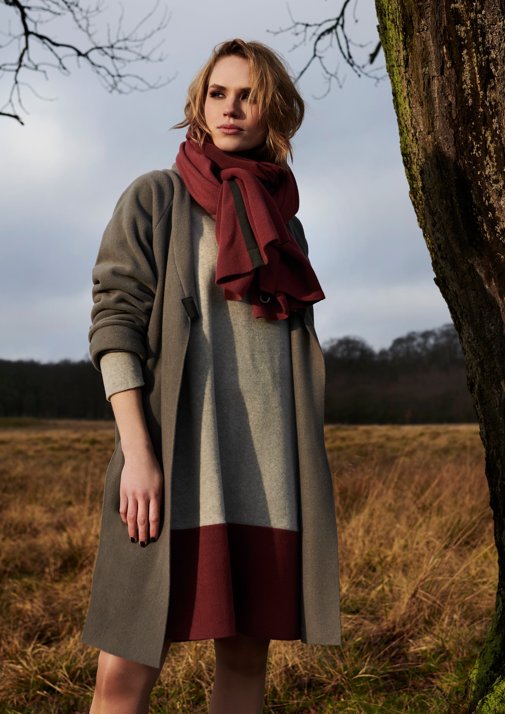 HENRIETTE STEFFENSEN COPENHAGEN KJOLE 2 FARVET - 3222 KJOLER SAND/WINE 814