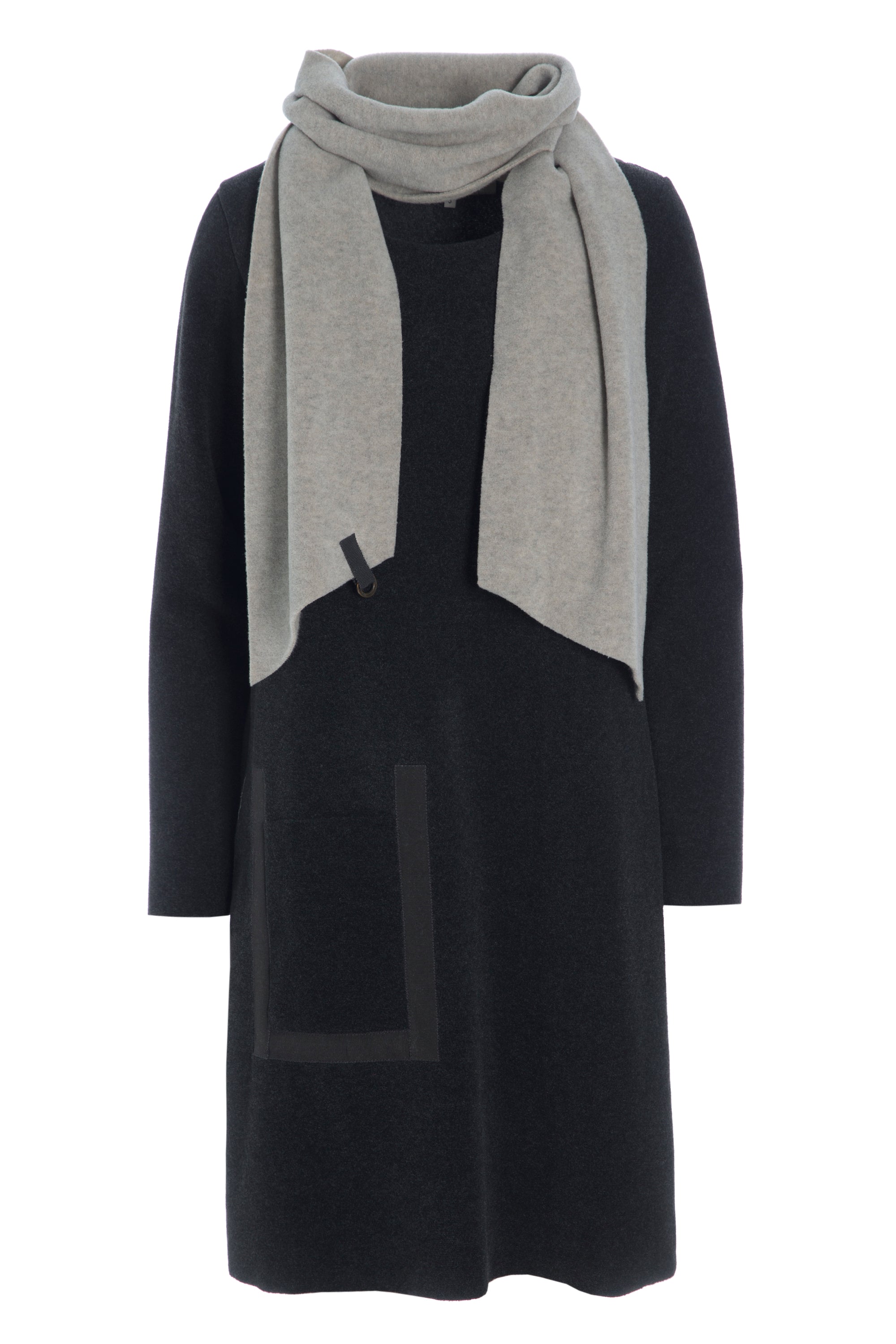 HENRIETTE STEFFENSEN COPENHAGEN KJOLE MED HALSTØRKLÆDE - 3237 KJOLER SOFT BLACK 914
