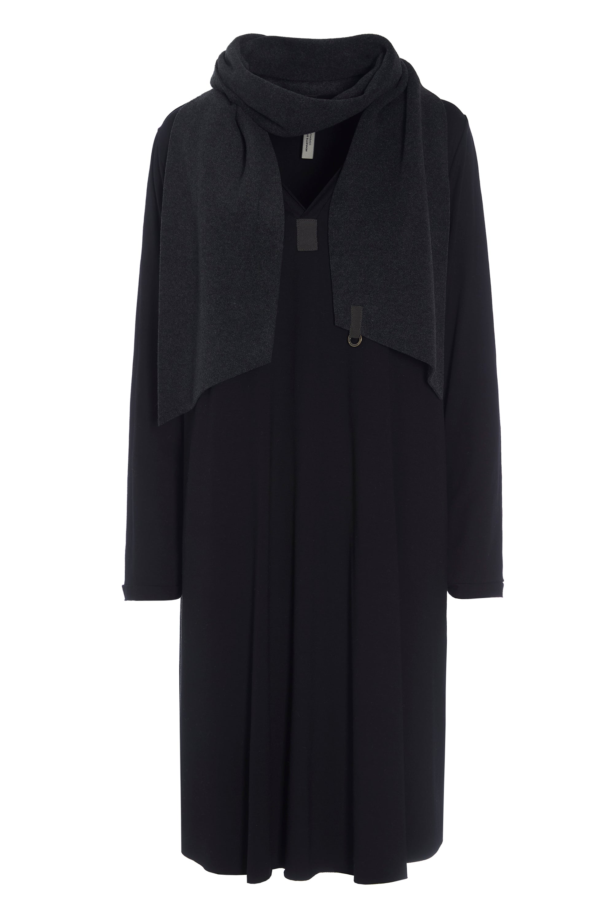 HENRIETTE STEFFENSEN COPENHAGEN KJOLE M/TØRKLÆDE - 8042MIX KJOLER BLACK/SOFT BLACK 923