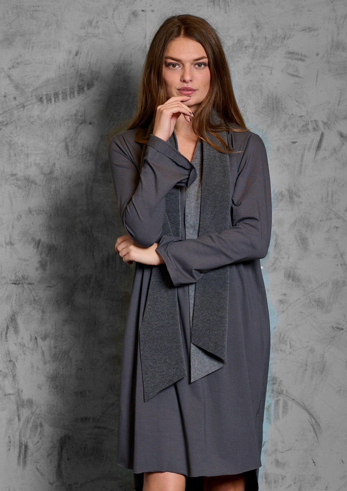 HENRIETTE STEFFENSEN COPENHAGEN KJOLE M/TØRKLÆDE - 8042MIX KJOLER GREY/GREY 649