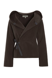 KLASSISK FLEECE SLÅ OM CARDIGAN - 1009 - CHOCOLATE