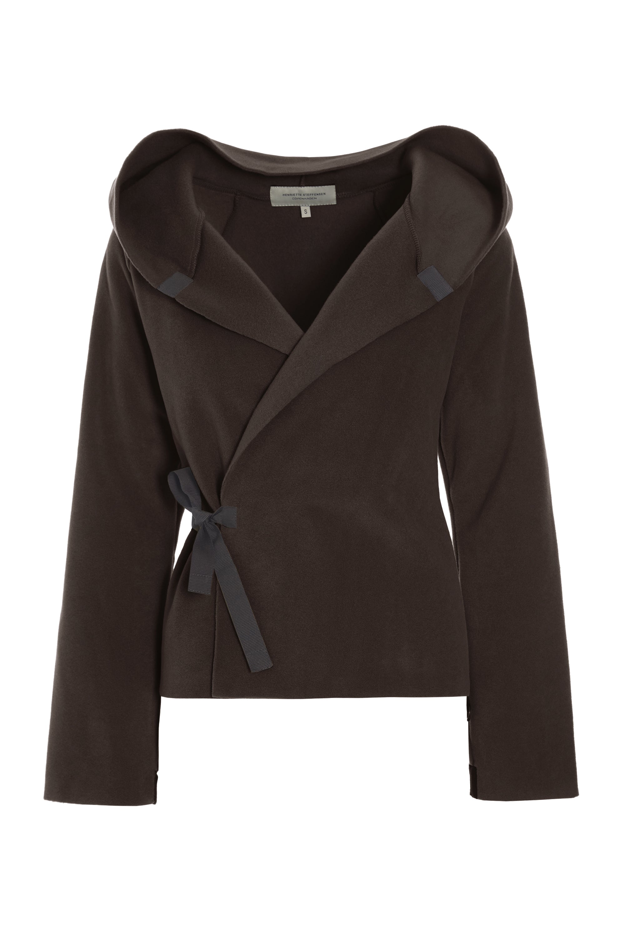 HENRIETTE STEFFENSEN COPENHAGEN KLASSISK FLEECE SLÅ OM CARDIGAN - 1009 CARDIGANS CHOKOLATE 844