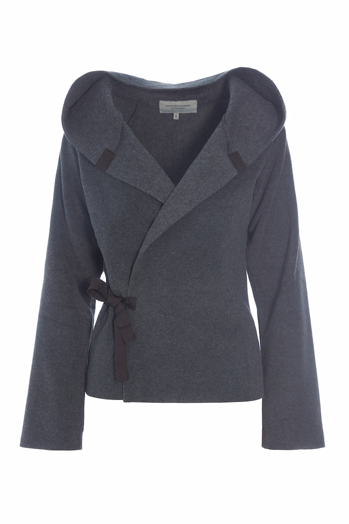 HENRIETTE STEFFENSEN COPENHAGEN KLASSISK FLEECE SLÅ OM CARDIGAN - 1009 CARDIGANS GREY 905
