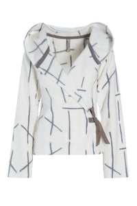 KLASSISK FLEECE SLÅ OM CARDIGAN - 1009P - CHECK PRINT