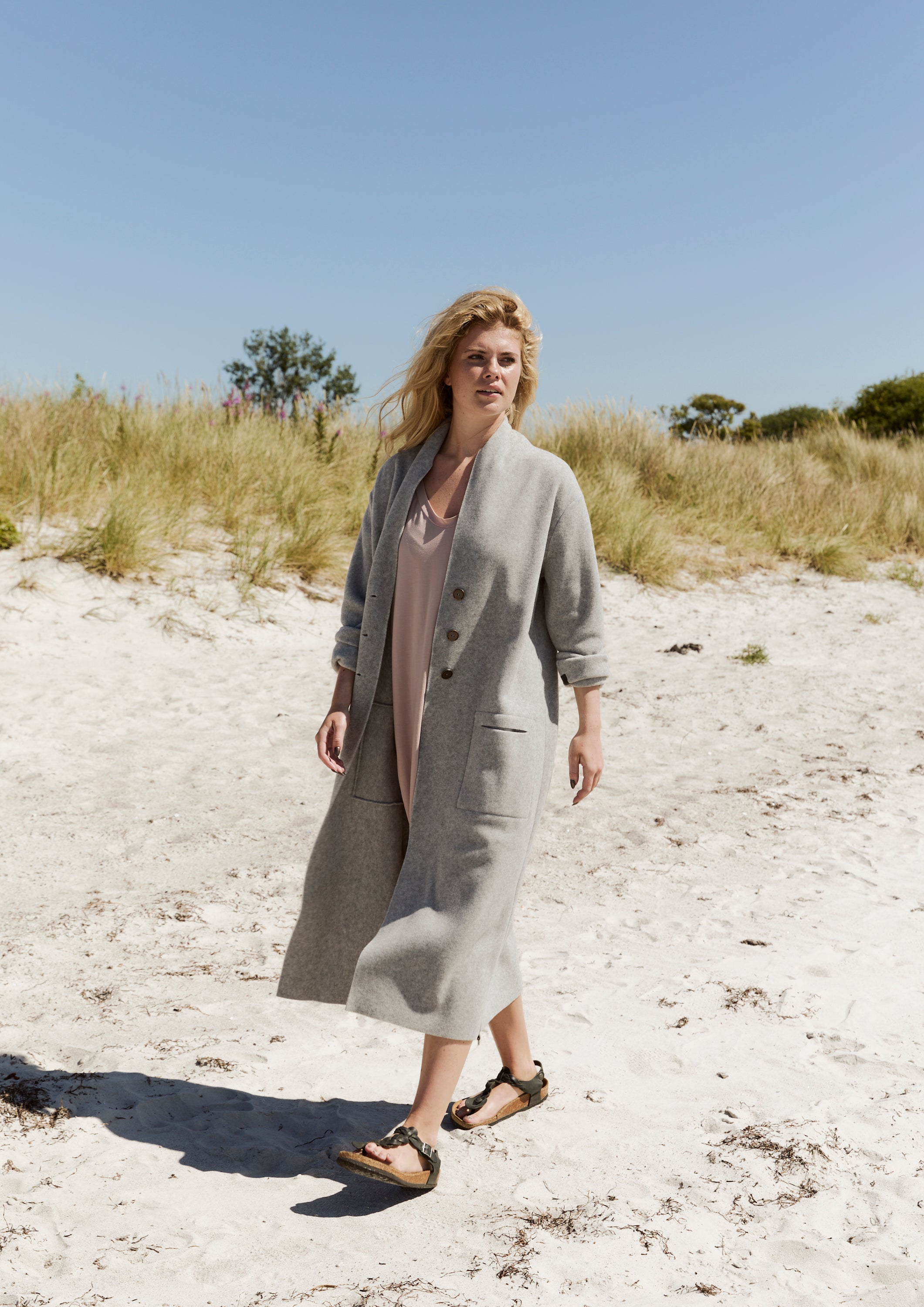 HENRIETTE STEFFENSEN COPENHAGEN LANG CARDIGAN - 7162 CARDIGANS LIGHT GREY 876