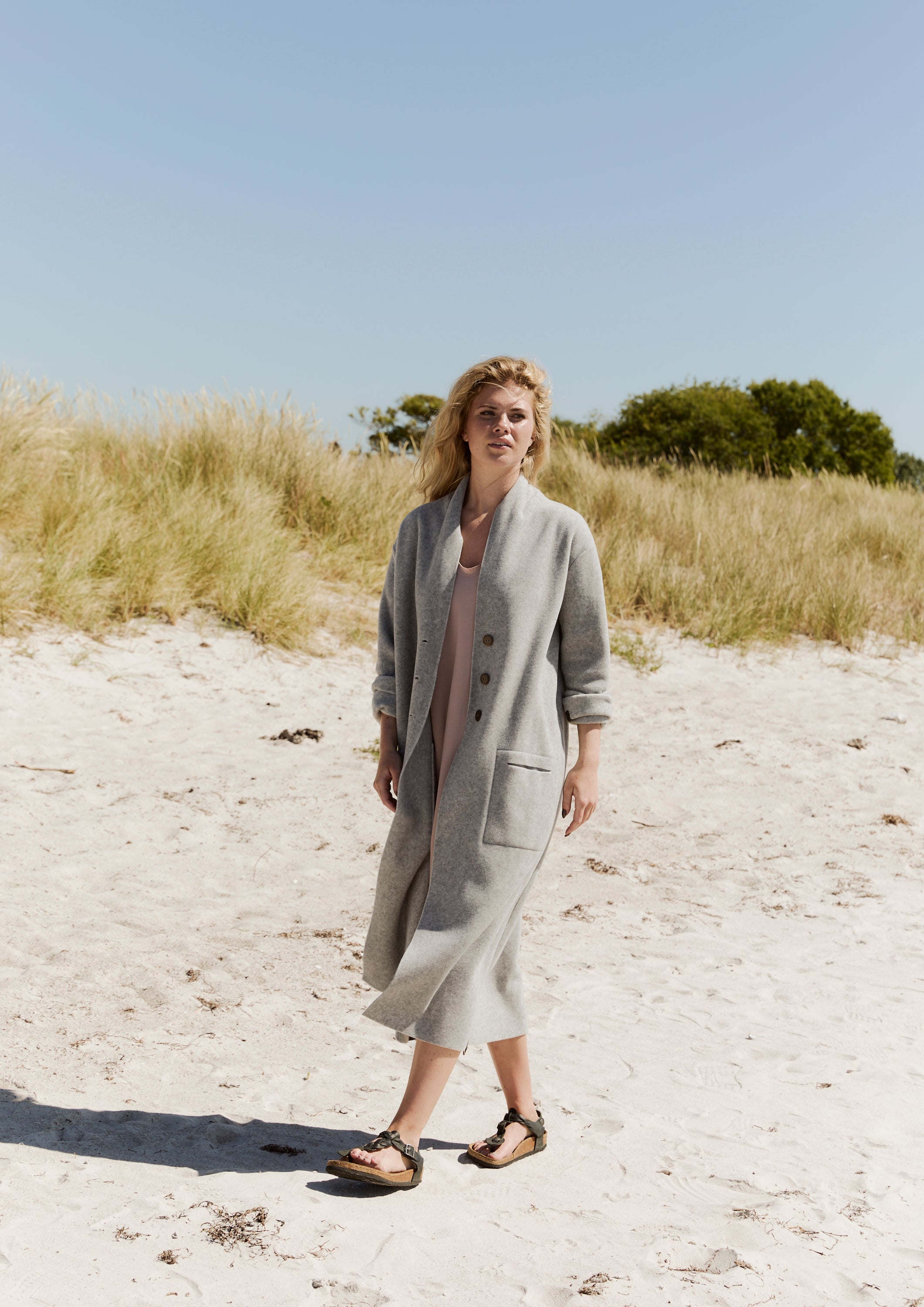 HENRIETTE STEFFENSEN COPENHAGEN LANG CARDIGAN - 7162 CARDIGANS LIGHT GREY 876