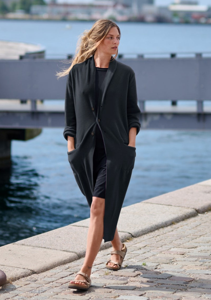 HENRIETTE STEFFENSEN COPENHAGEN LANG CARDIGAN - 7162 CARDIGANS SOFT BLACK 914
