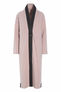 LANG CARDIGAN MED MESSINGKNAPPER - 77003 - NUDE