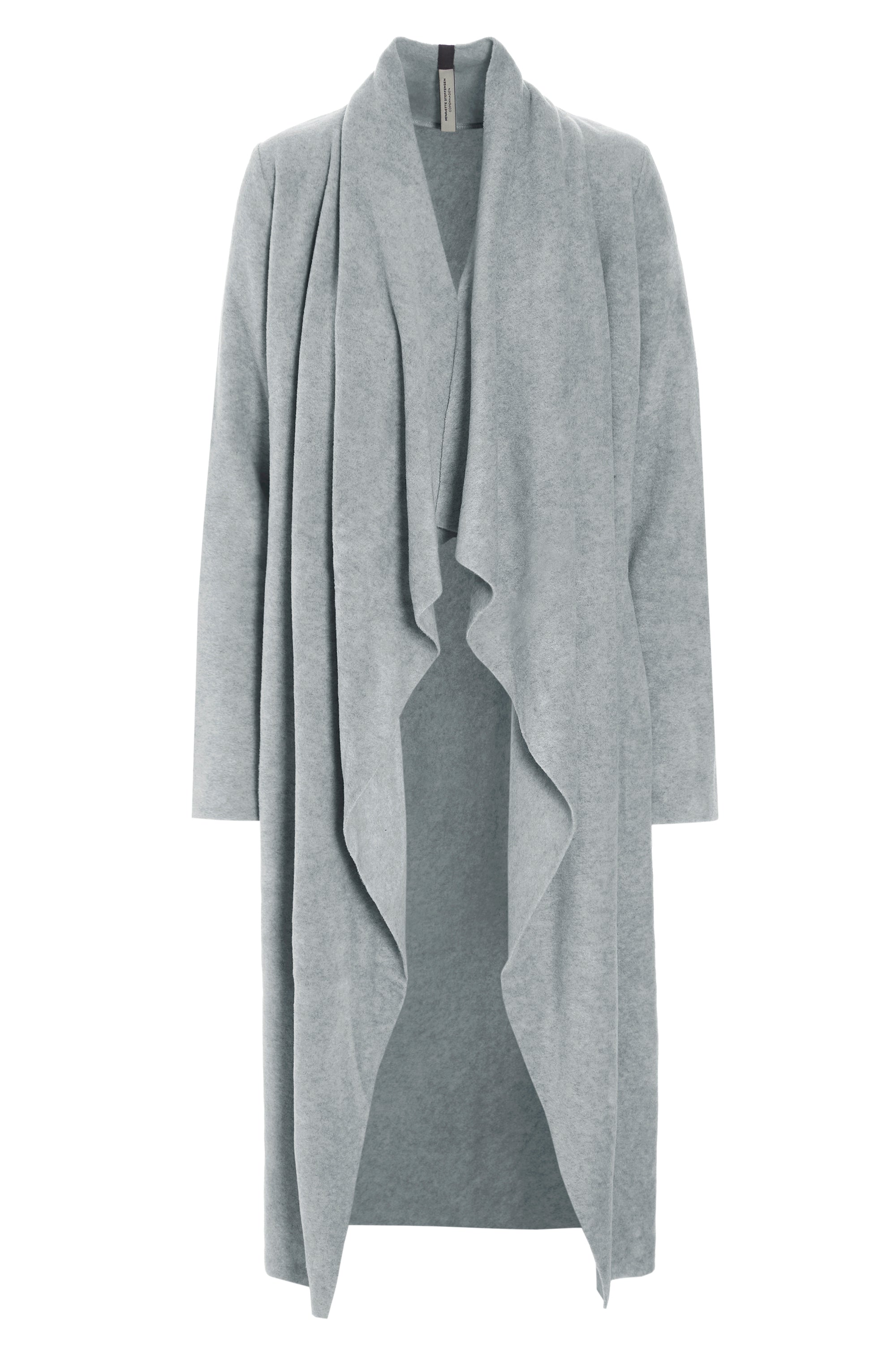HENRIETTE STEFFENSEN COPENHAGEN LANG CARDIGAN M / "VANDFALD" - 7131 CARDIGANS LIGHT GREY 876
