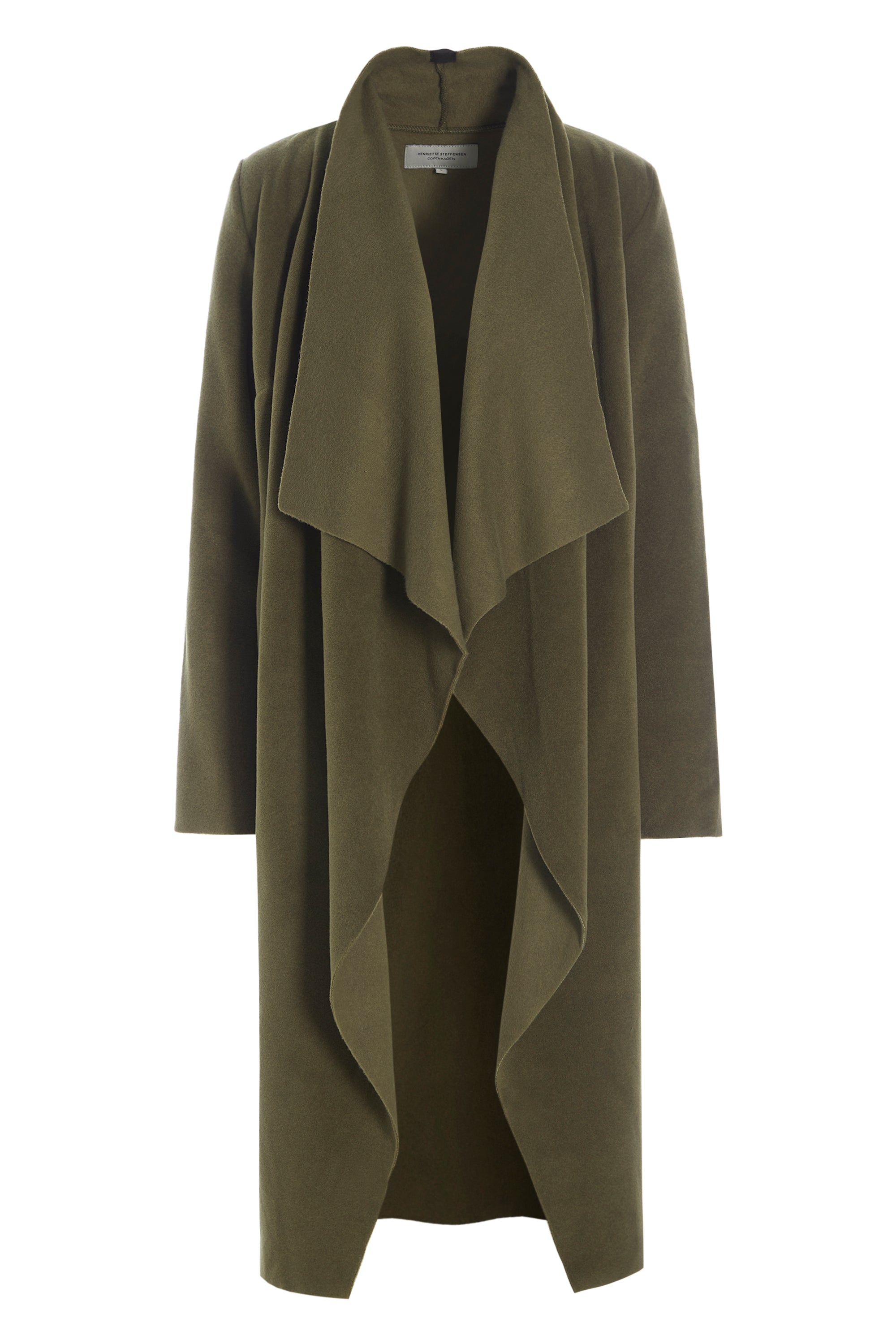 HENRIETTE STEFFENSEN COPENHAGEN LANG CARDIGAN M / "VANDFALD" - 7131 CARDIGANS MOSS 611