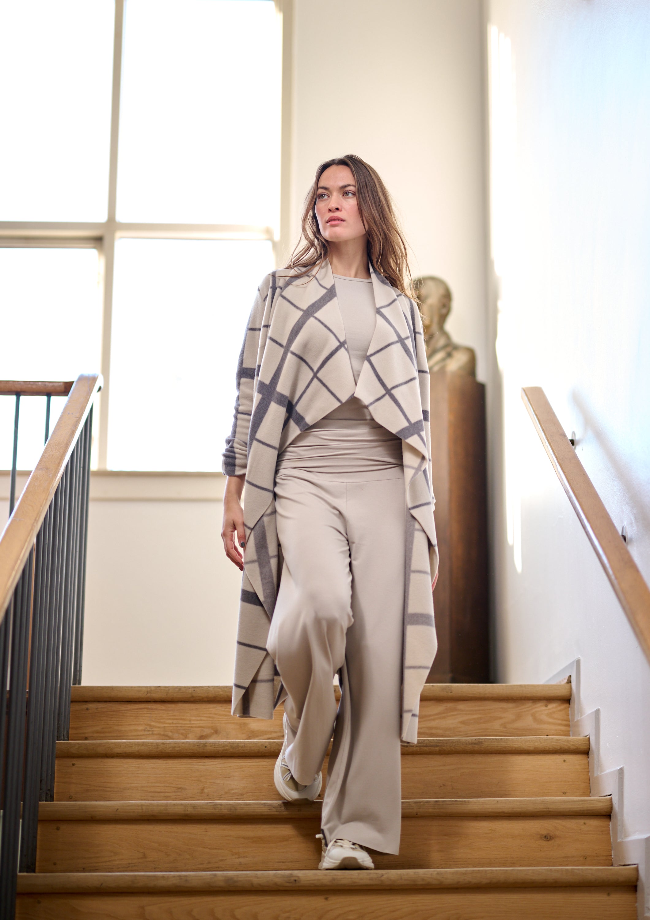 HENRIETTE STEFFENSEN COPENHAGEN LANG CARDIGAN M / "VANDFALD" - 7131P CARDIGANS CLAN PRINT KIT 780
