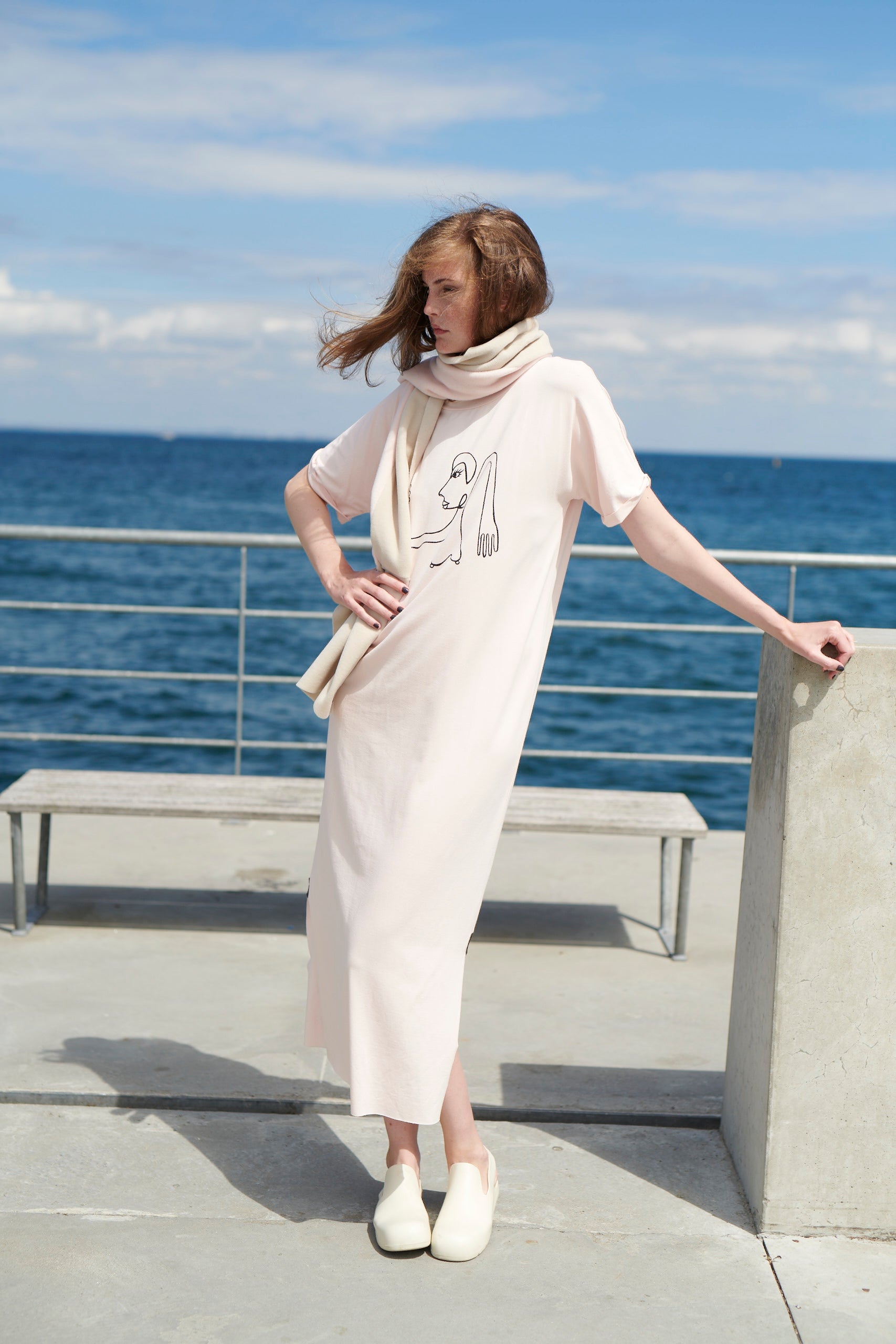 HENRIETTE STEFFENSEN COPENHAGEN LANG KJOLE M/PRINT - 98038 KJOLER SOFT ROSE 412