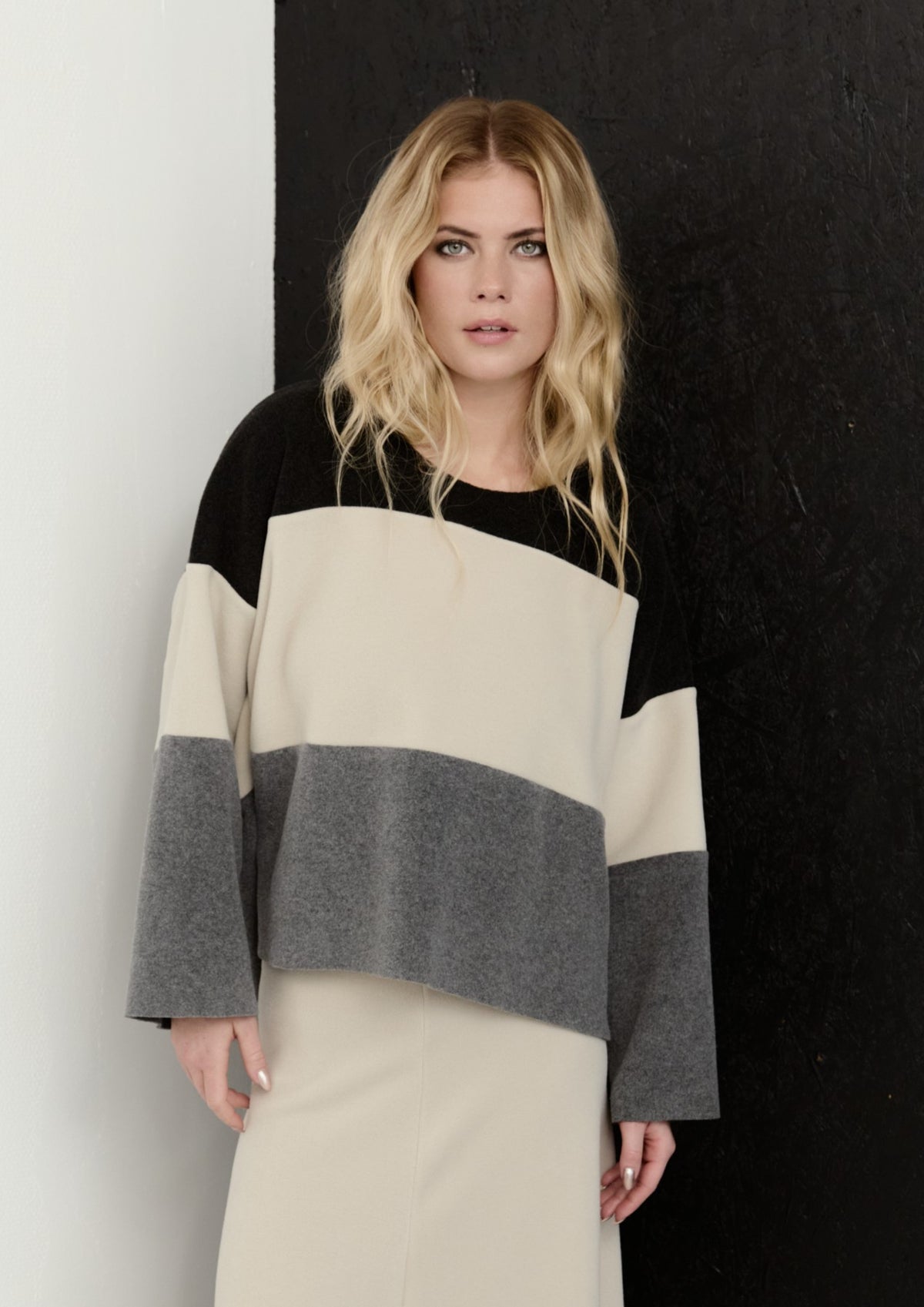 HENRIETTE STEFFENSEN COPENHAGEN MIX BLUSE - 1416 BLUSER COOL COLORS GREY 475