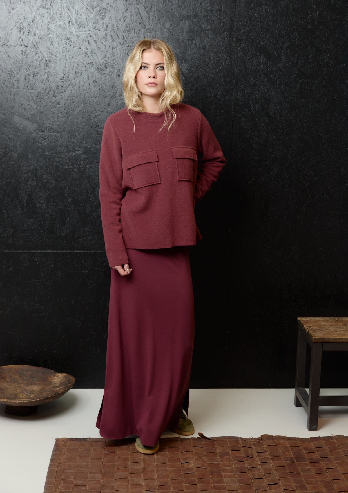 HENRIETTE STEFFENSEN COPENHAGEN NEDERDEL LANG - 98033 NEDERDELE BORDEAUX 474