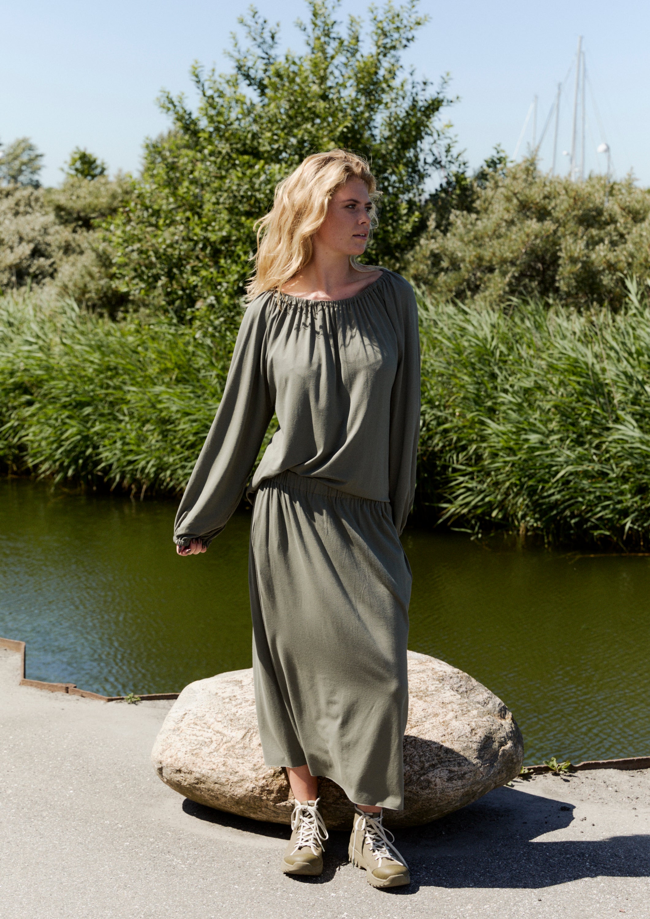 HENRIETTE STEFFENSEN COPENHAGEN NEDERDEL M/ LOMMER - 98065 NEDERDELE DUSTY GREEN 609