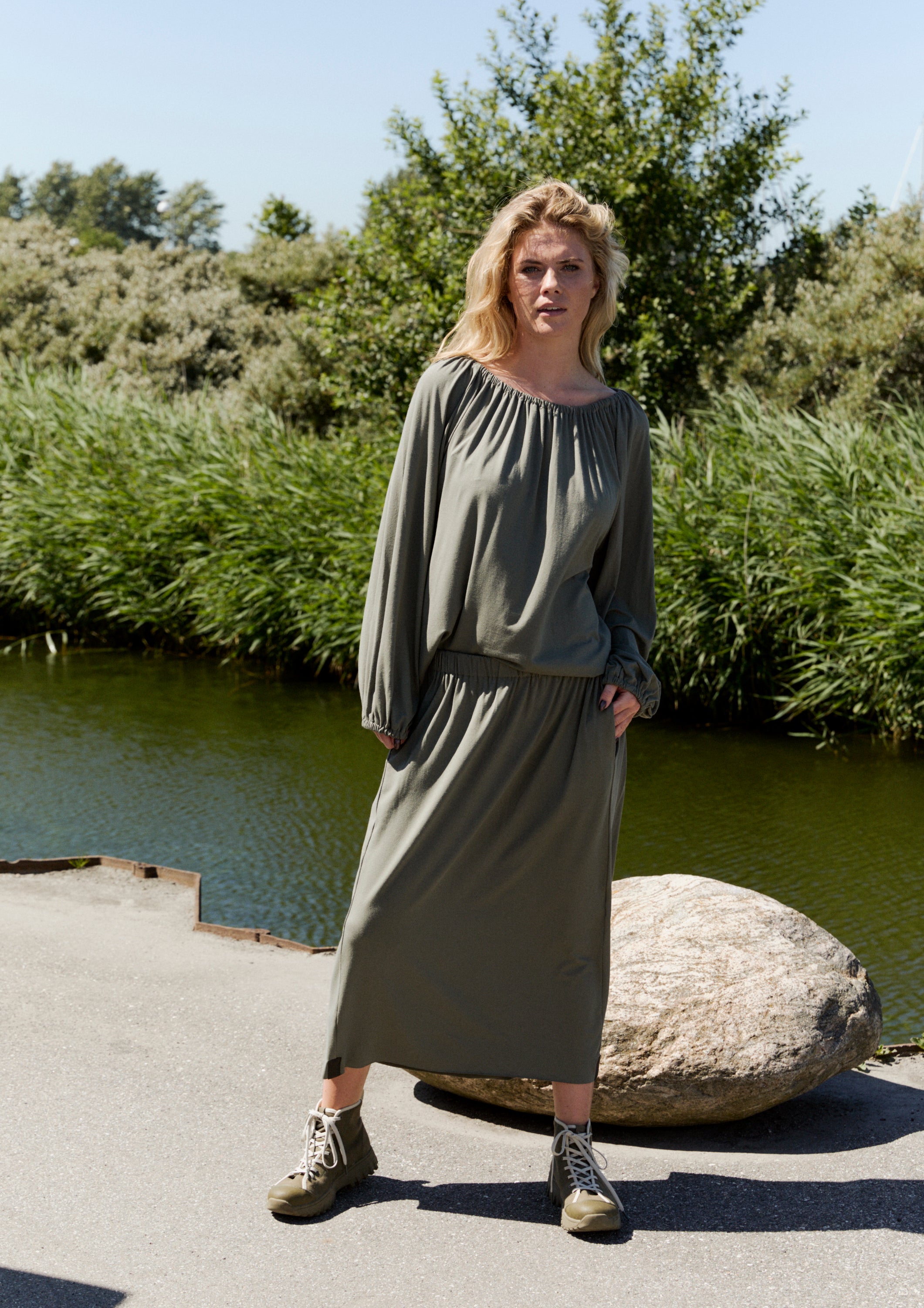 HENRIETTE STEFFENSEN COPENHAGEN NEDERDEL M/ LOMMER - 98065 NEDERDELE DUSTY GREEN 609