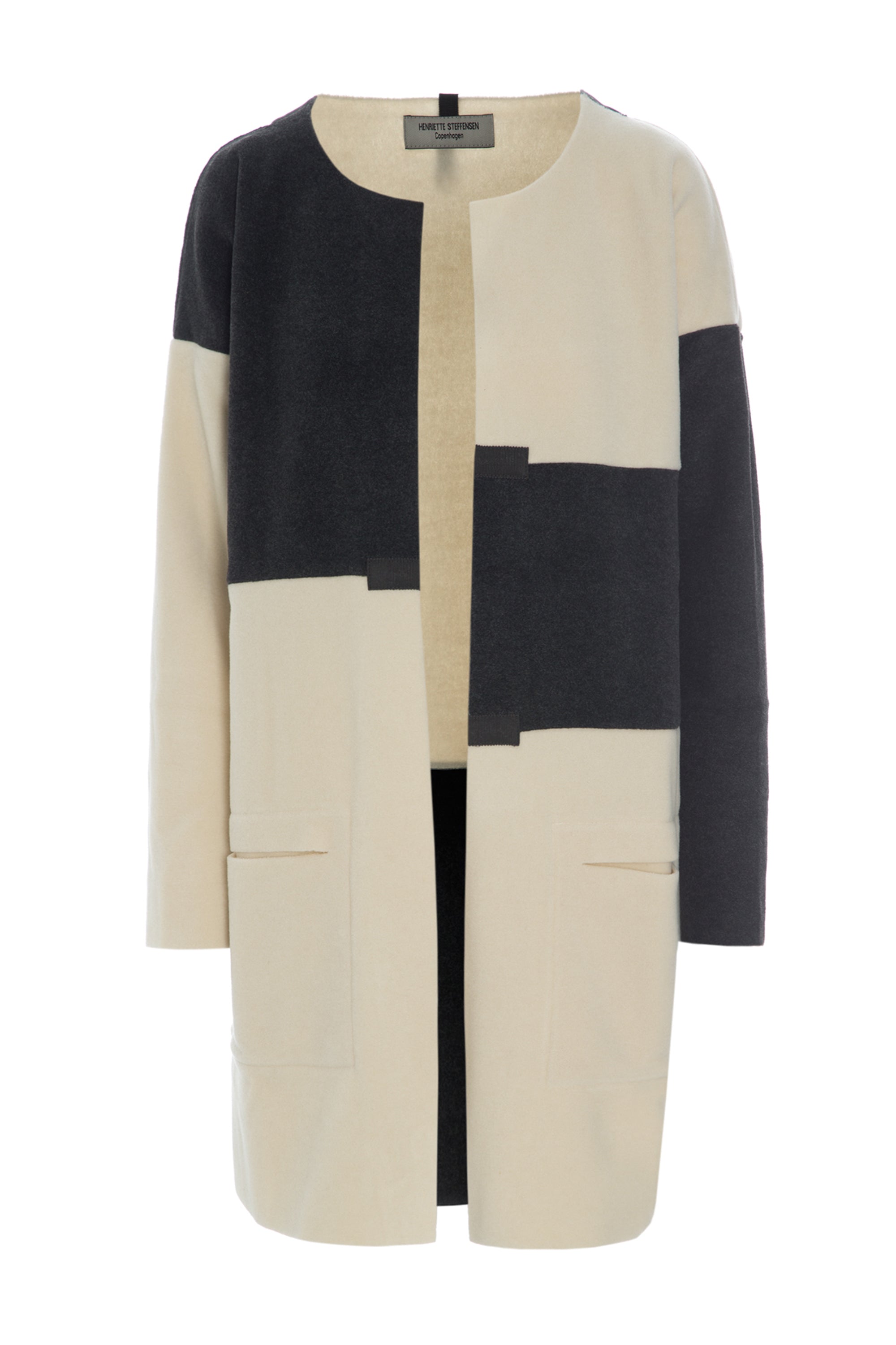 HENRIETTE STEFFENSEN COPENHAGEN NO WASTE CARDIGAN - 7116 CARDIGANS SOFT BLACK/WINTER WHITE 918