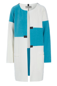 NO WASTE CARDIGAN - 7150 - LAGOON/OFF WHITE