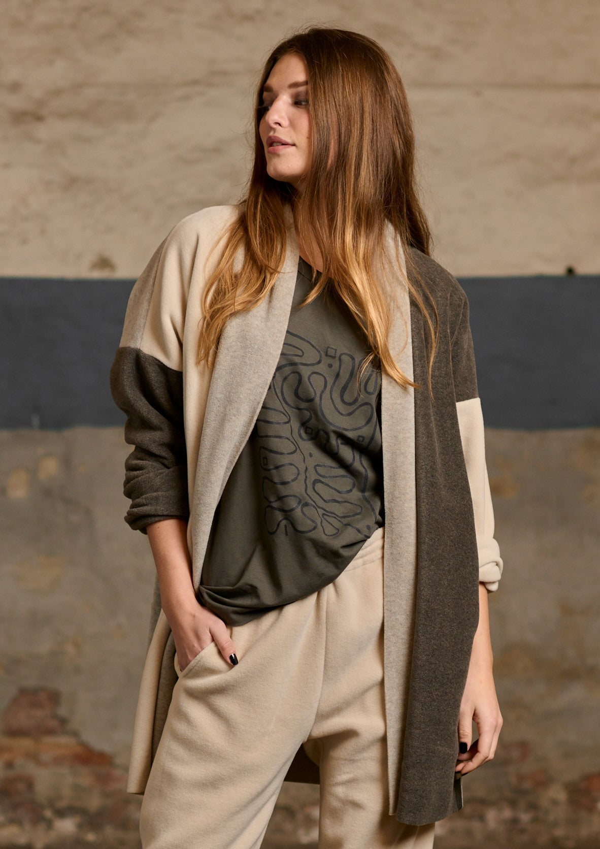 HENRIETTE STEFFENSEN COPENHAGEN NO WASTE CARDIGAN  - 7175 CARDIGANS BARK/KIT/SAND 645