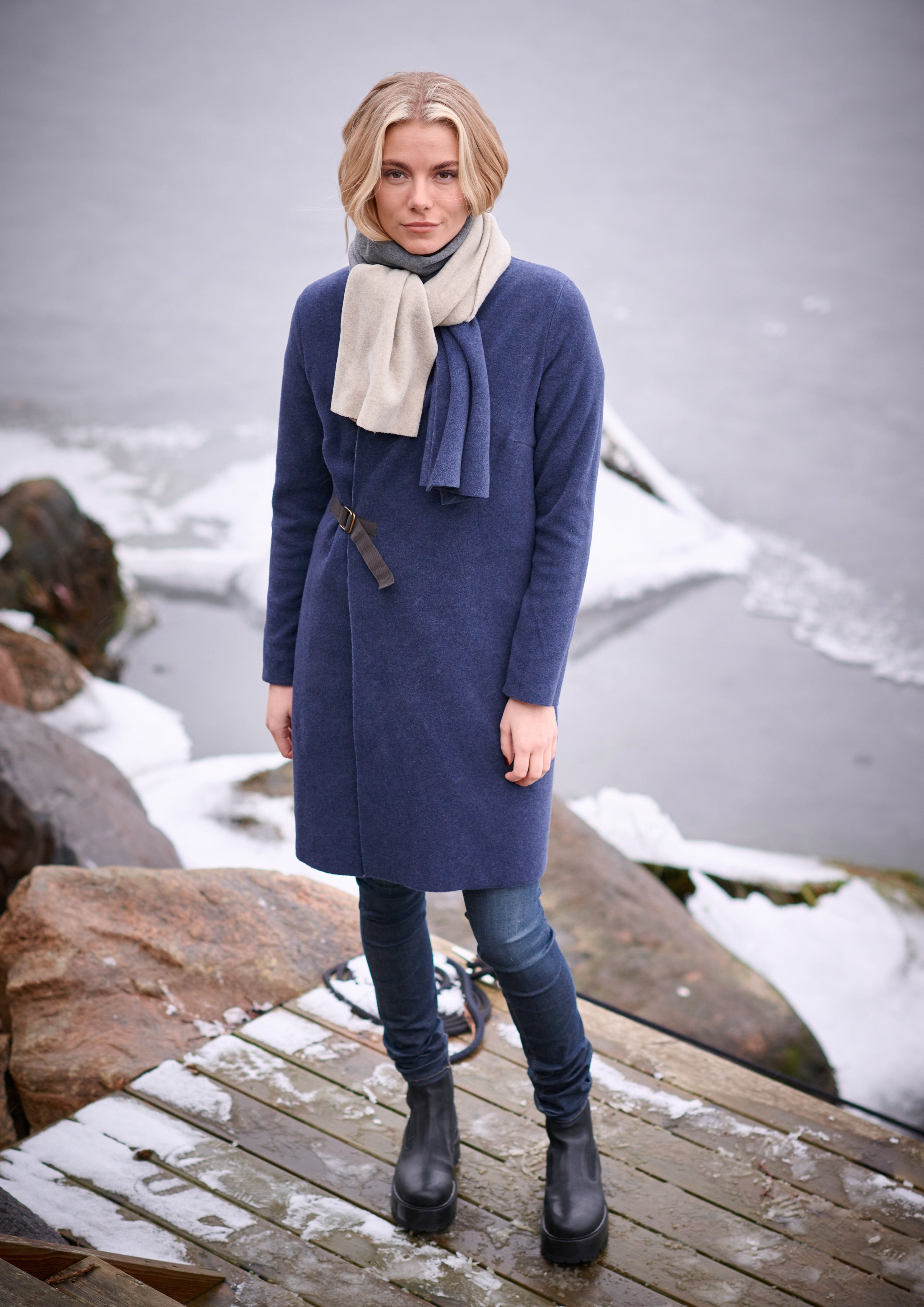 HENRIETTE STEFFENSEN COPENHAGEN NO WASTE TØRKLÆDE - 4063NW SCARFS DENIM/SAND/GREY 688