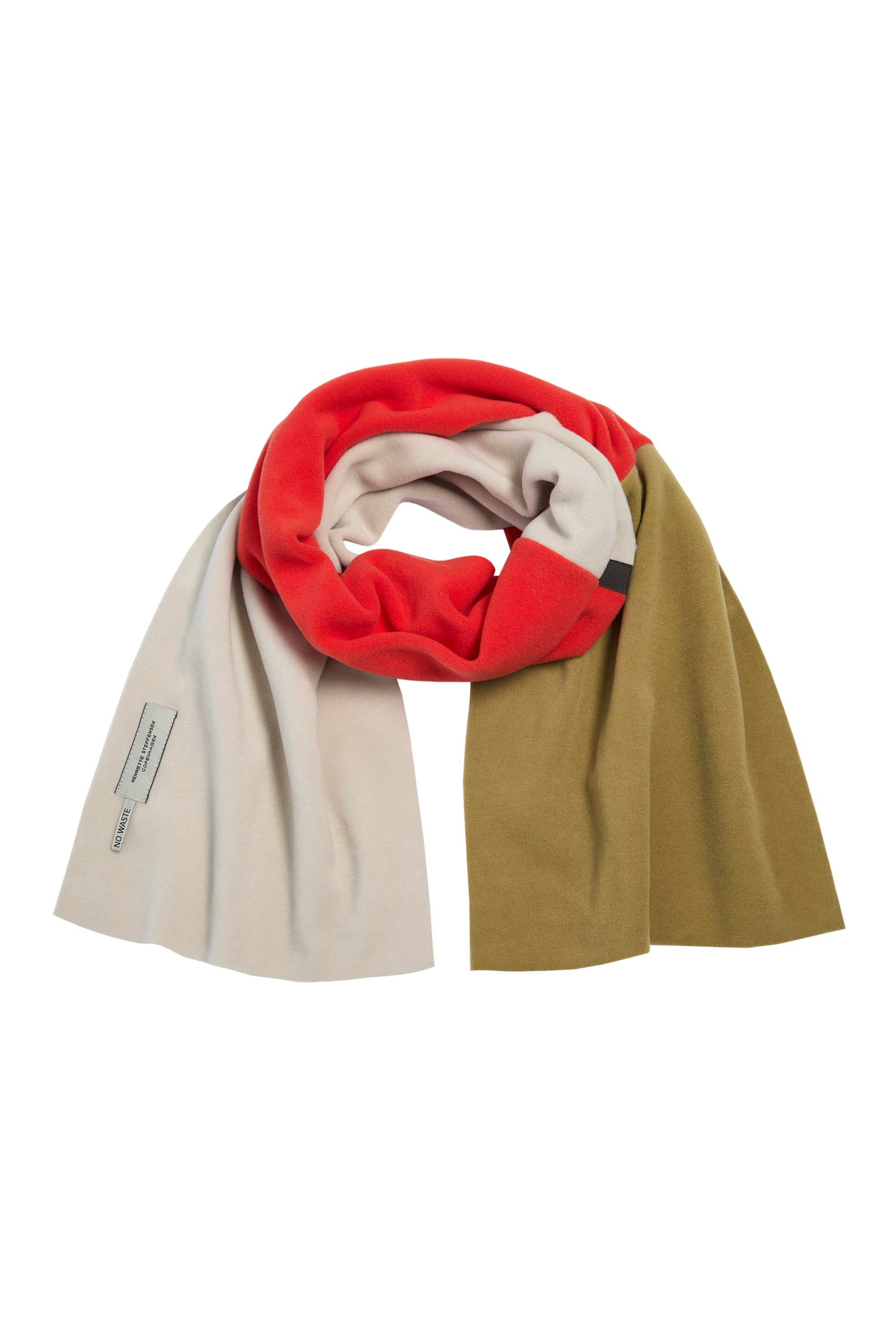 HENRIETTE STEFFENSEN COPENHAGEN NO WASTE TØRKLÆDE - 4063NW SCARFS OLIVE/TOMATO/KIT 321