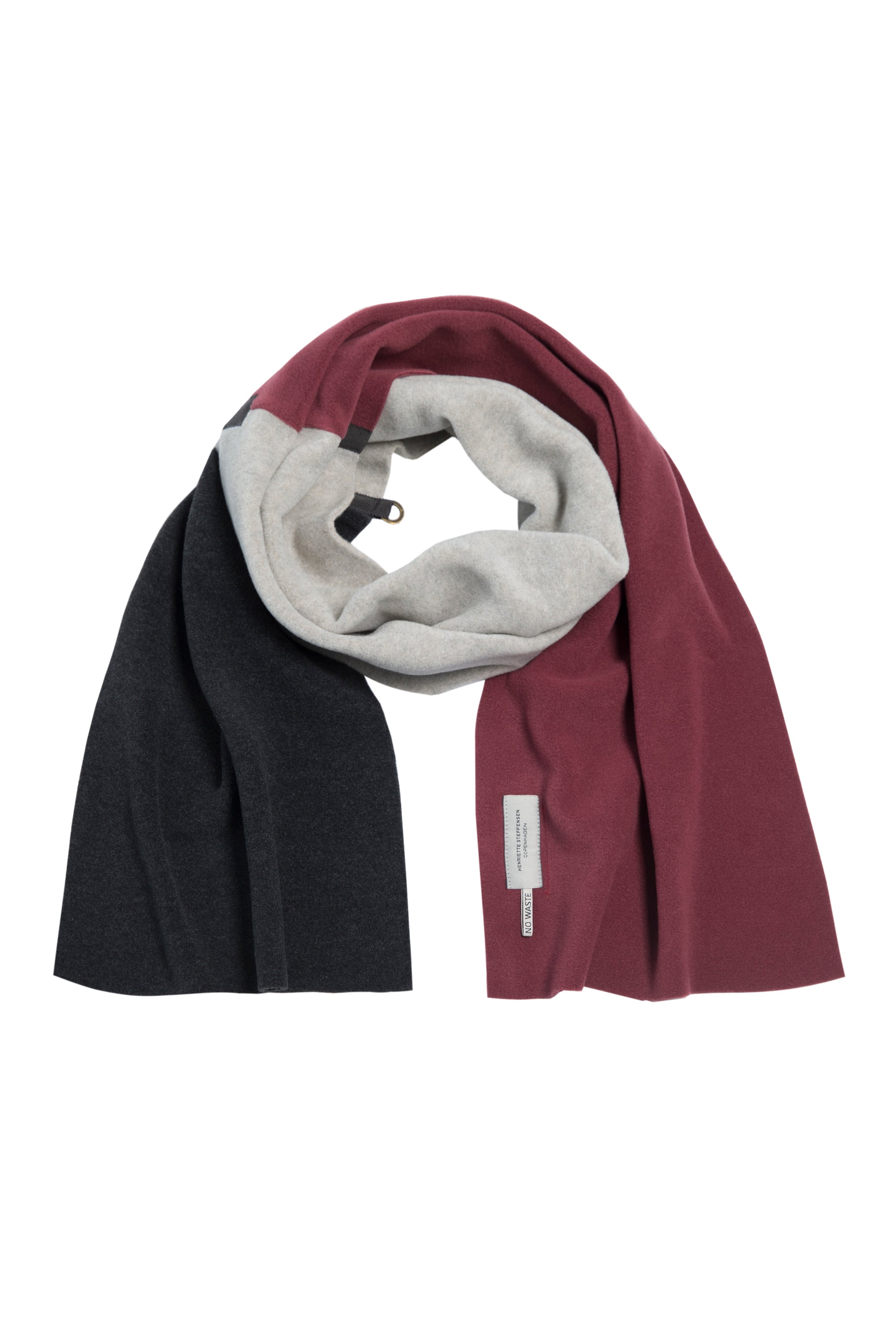 HENRIETTE STEFFENSEN COPENHAGEN NO WASTE TØRKLÆDE - 4063NW SCARFS WINE/SAND/SOFT BLACK 827