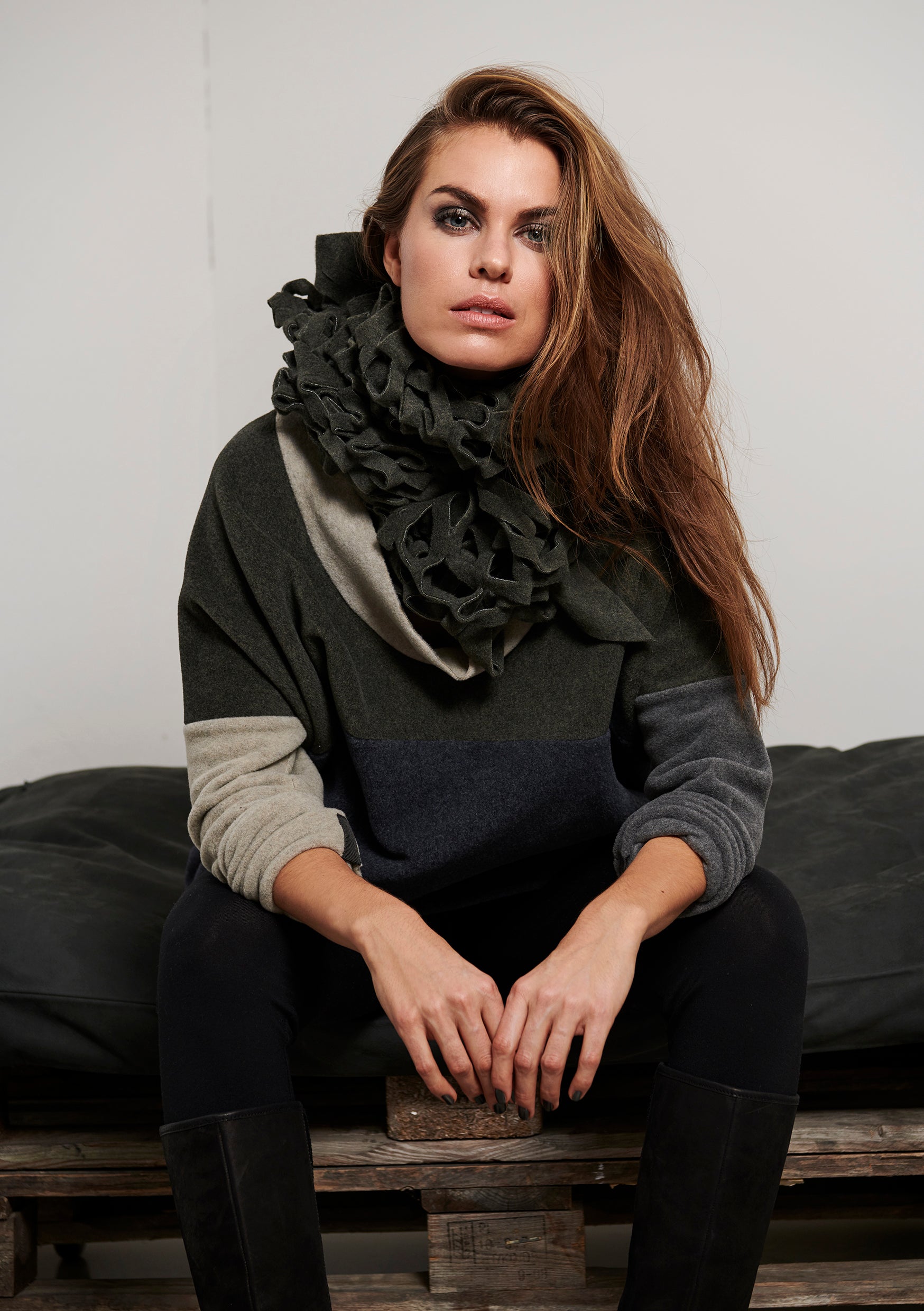 HENRIETTE STEFFENSEN COPENHAGEN NW SWEATER MED KRAVE- 1314 SWEATERS fleece MULTICOLOR 108