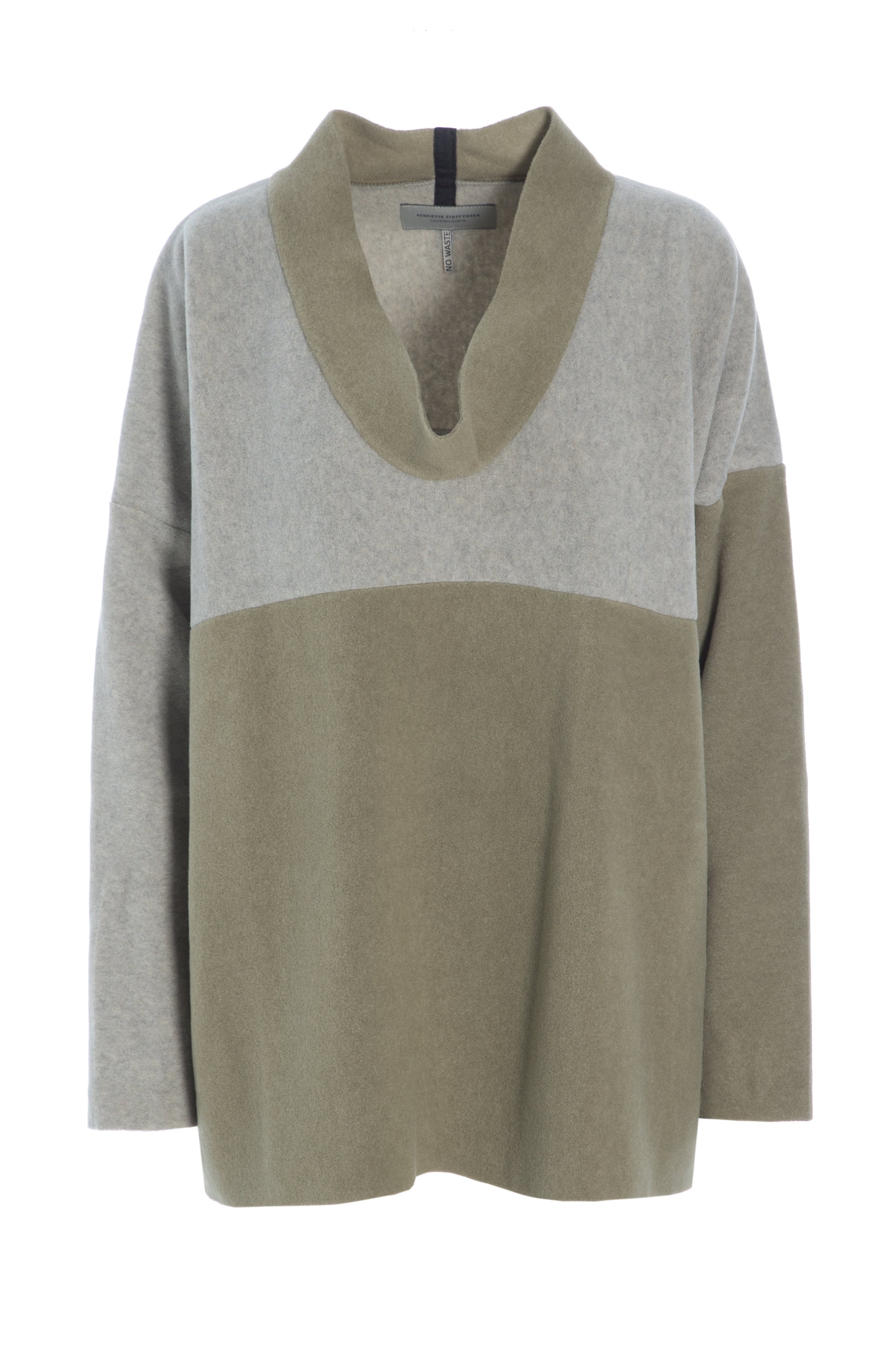 HENRIETTE STEFFENSEN COPENHAGEN NW SWEATER MED KRAVE- 1314 SWEATERS fleece OLIVE/SAND 612