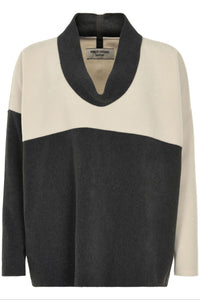 NW SWEATER MED KRAVE- 1314 - SOFT BLACK/WINTER WHITE